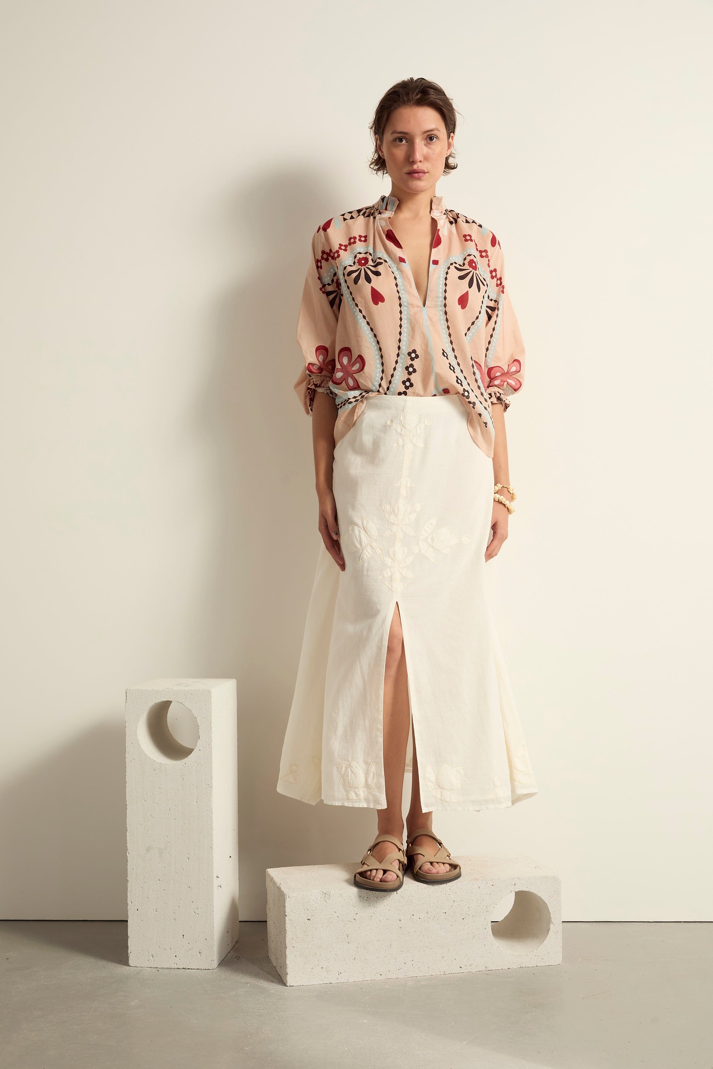BLOUSE SAPHO IMPRIME BLOSSOM - PASTEL ROSE