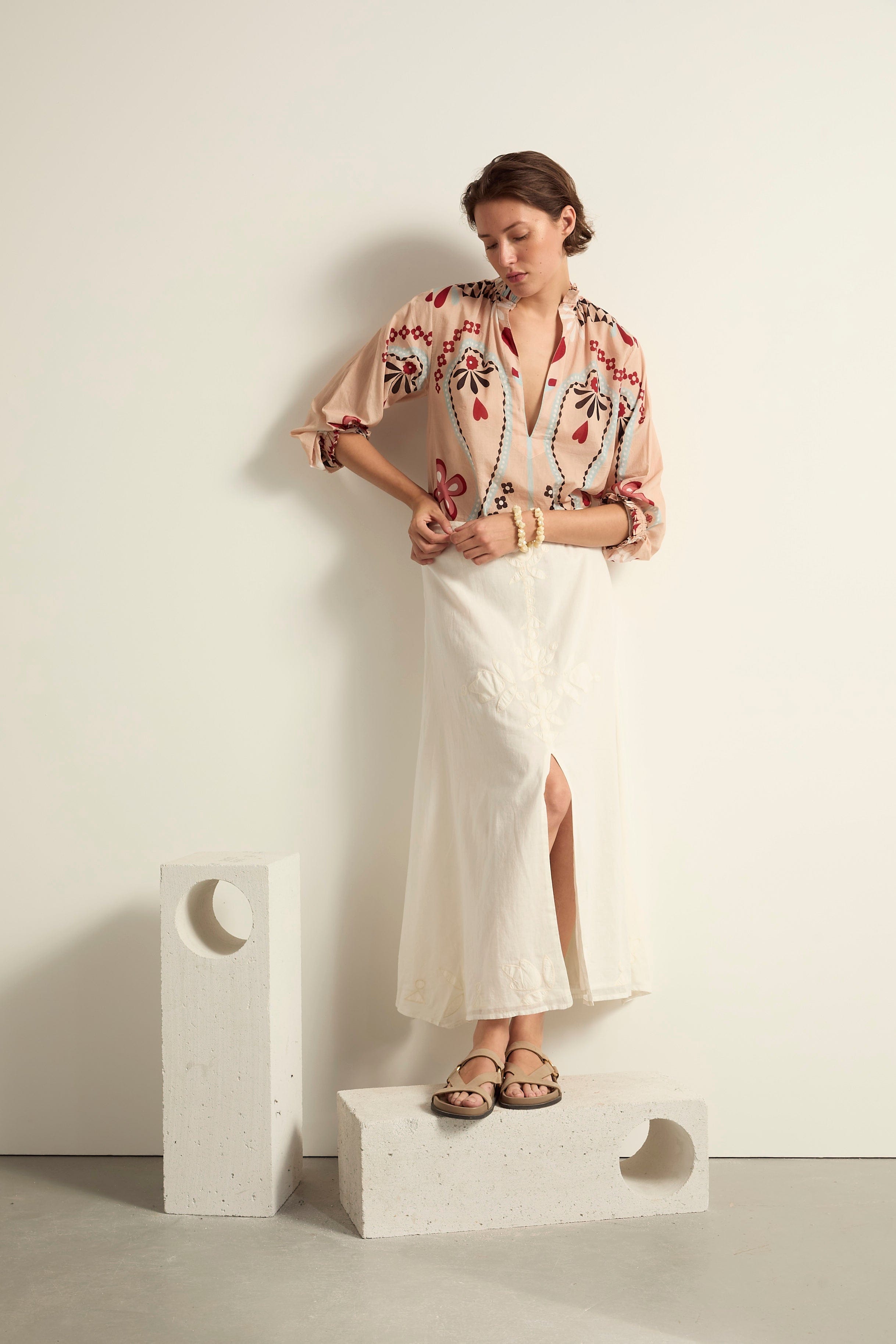 BLOUSE SAPHO IMPRIME BLOSSOM - MINERAL BLUE