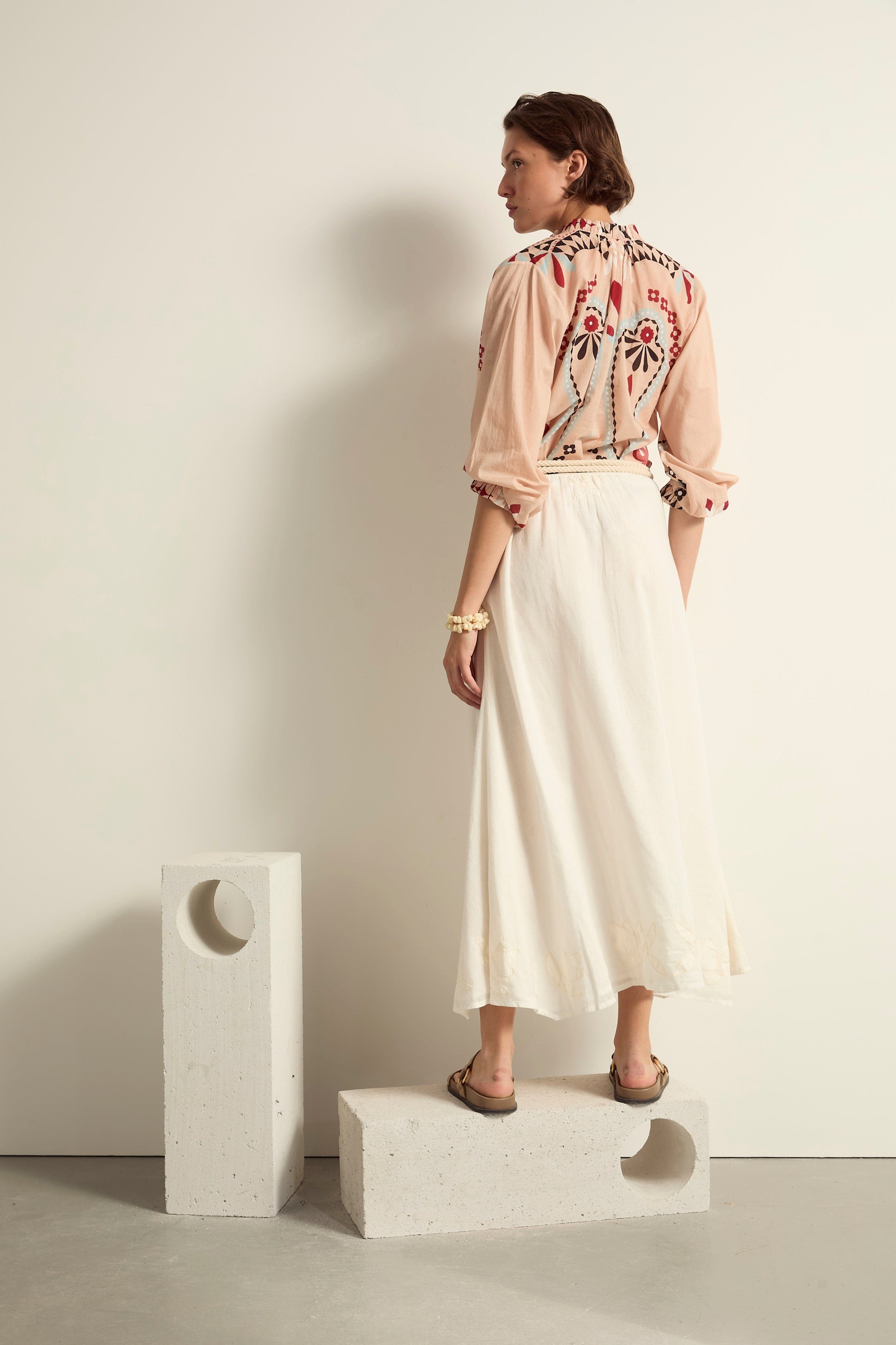 BLOUSE SAPHO IMPRIME BLOSSOM - MINERAL BLUE