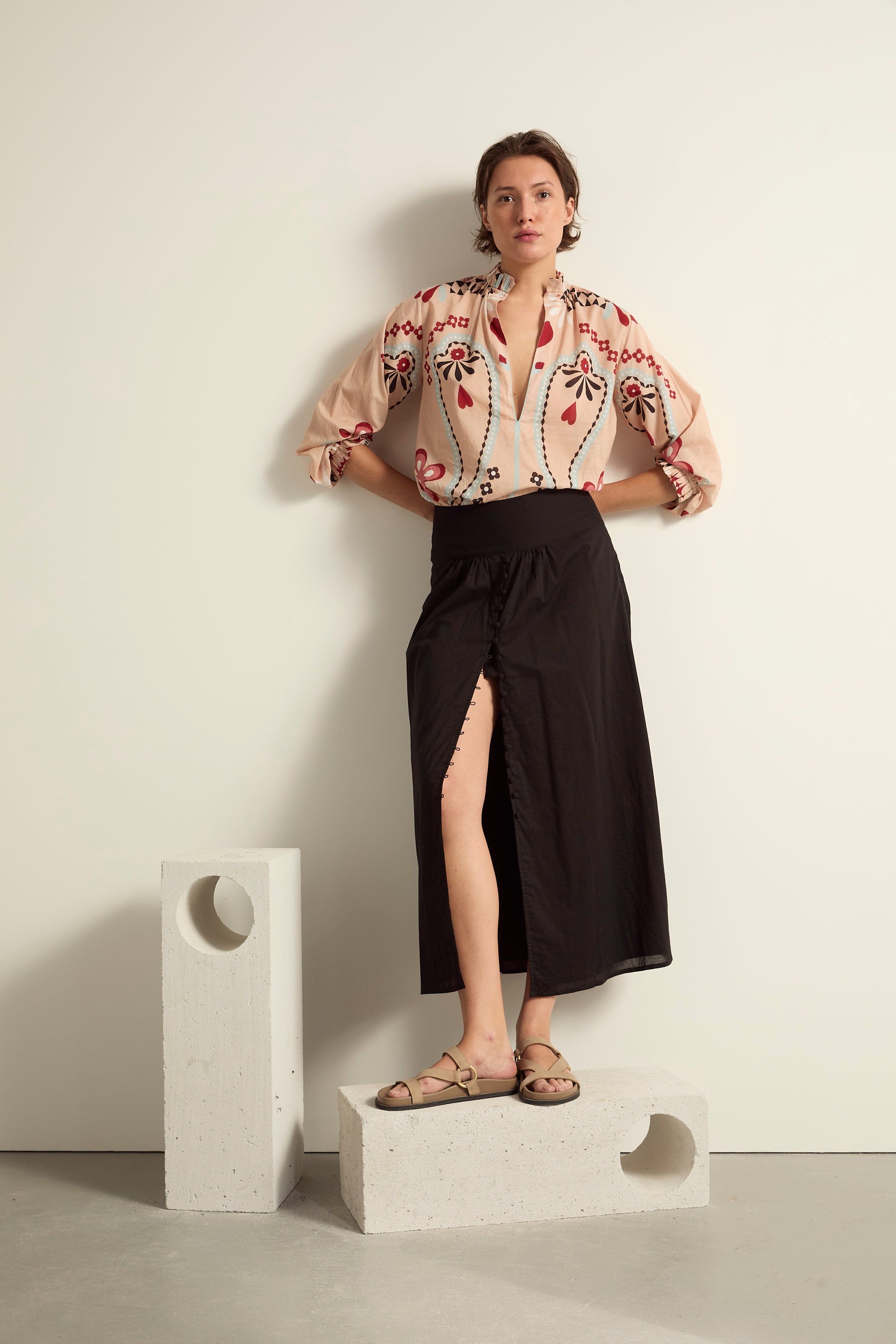 BLOUSE SAPHO IMPRIME BLOSSOM - PASTEL ROSE