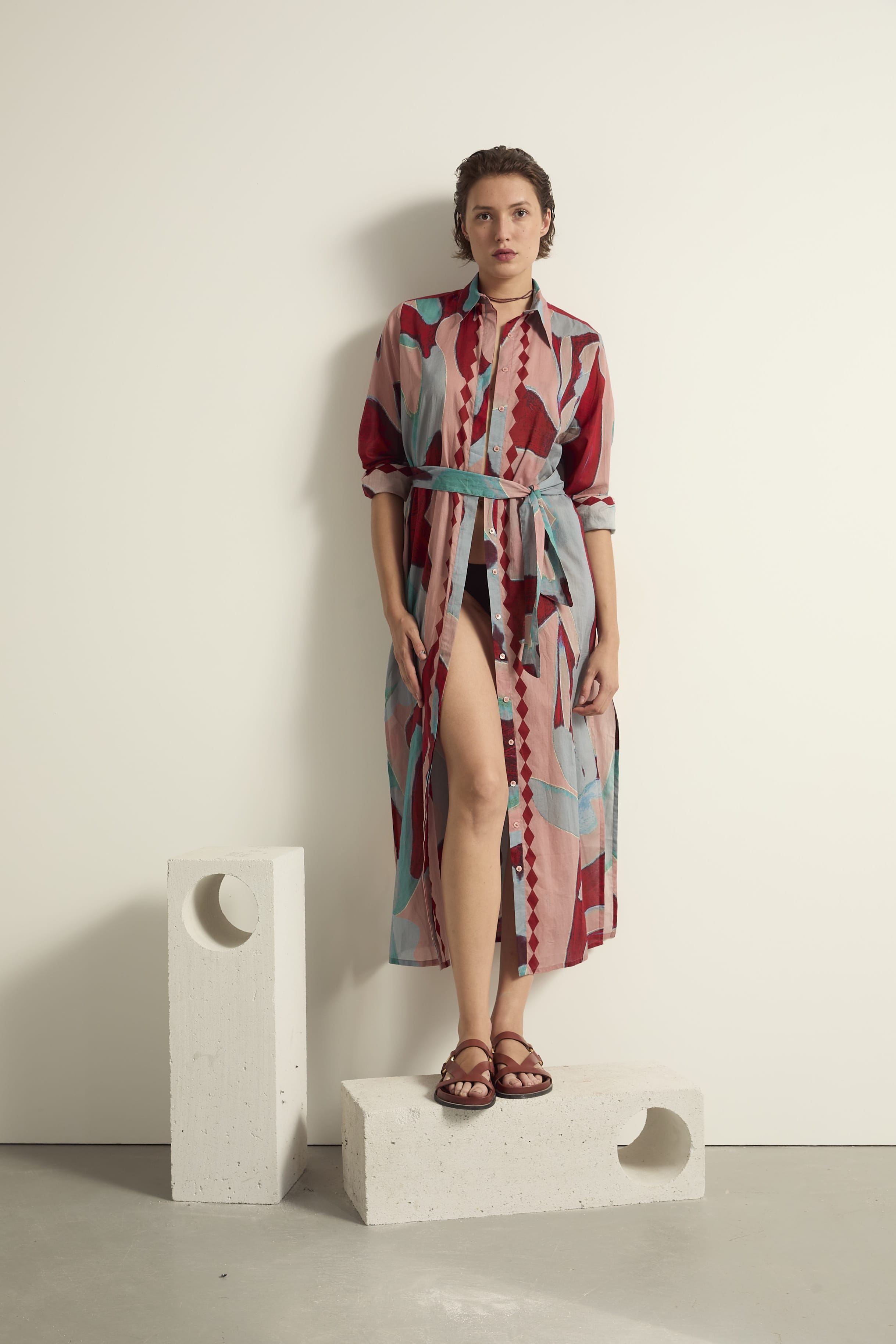 ROBE MURANO IMPRIME CACTUS - DUSTY PINK