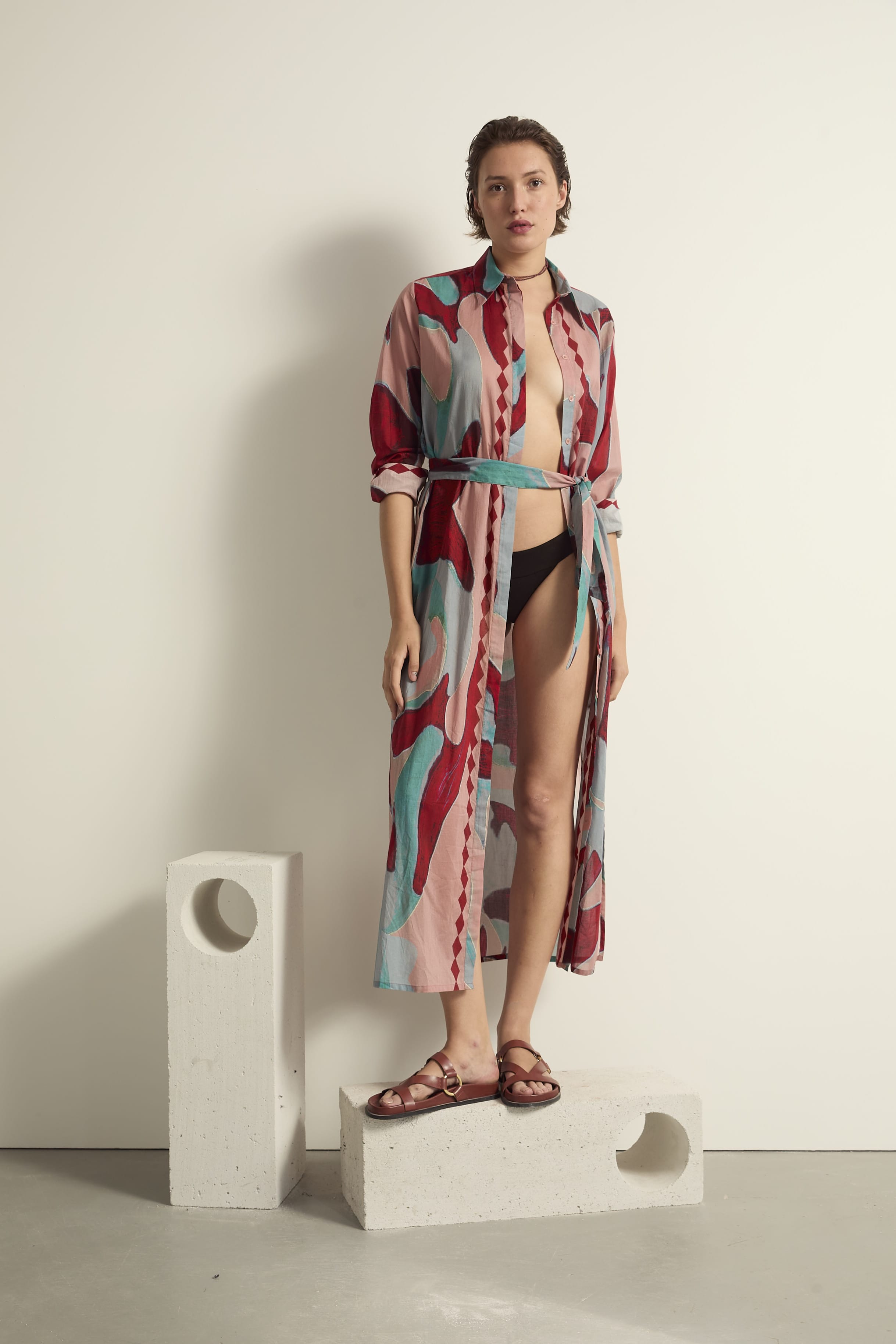 ROBE MURANO IMPRIME CACTUS - DUSTY PINK