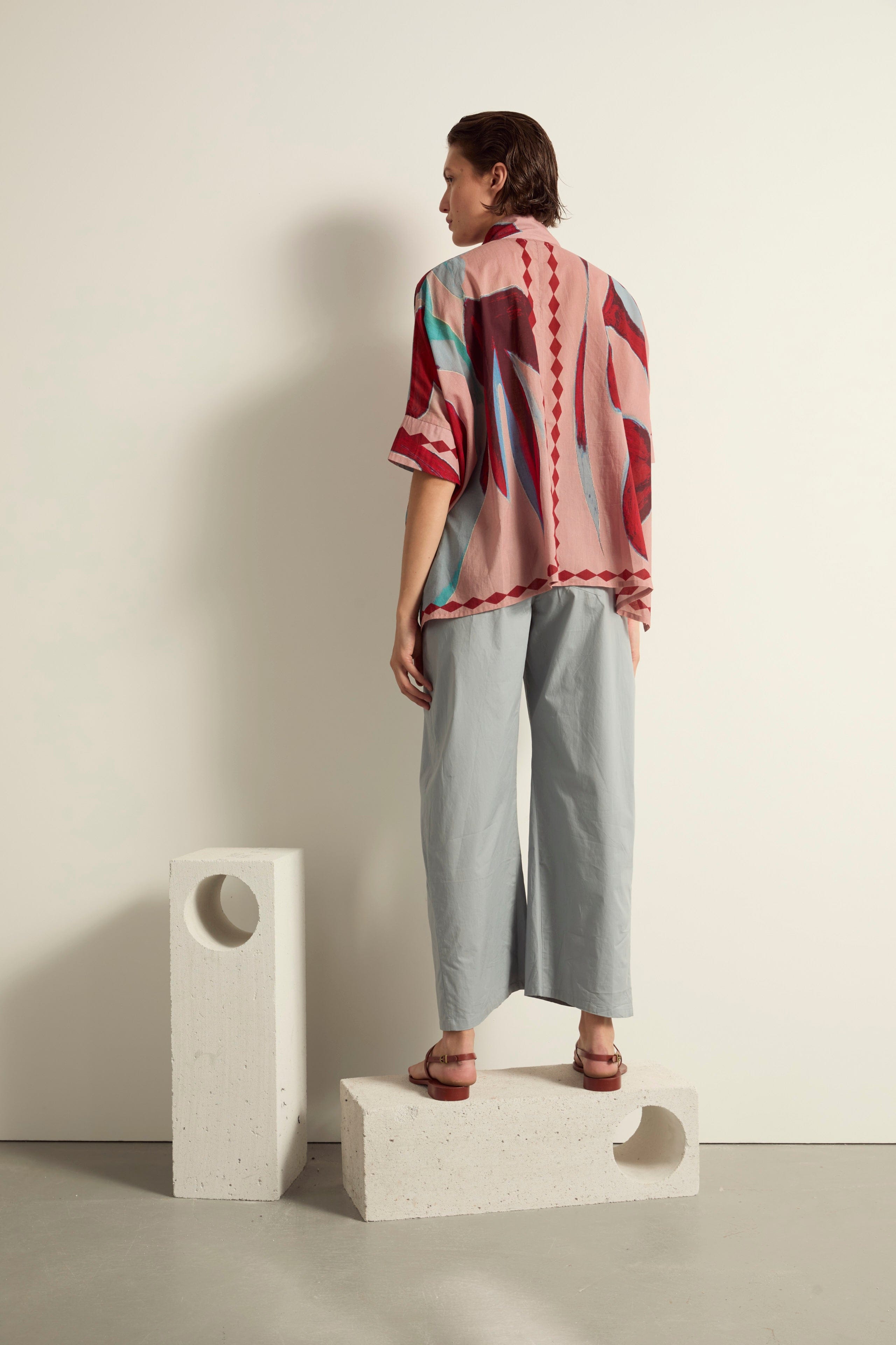 BLOUSE HERACLES IMPRIME CACTUS - DUSTY PINK