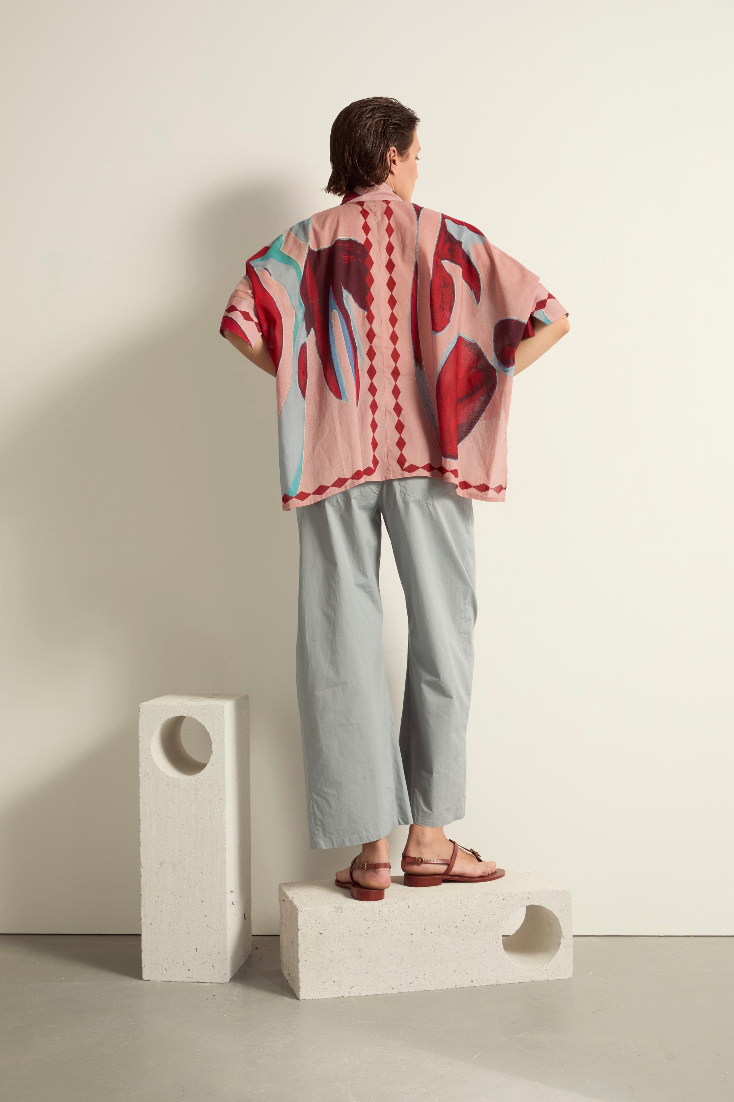 BLOUSE HERACLES IMPRIME CACTUS - DUSTY PINK