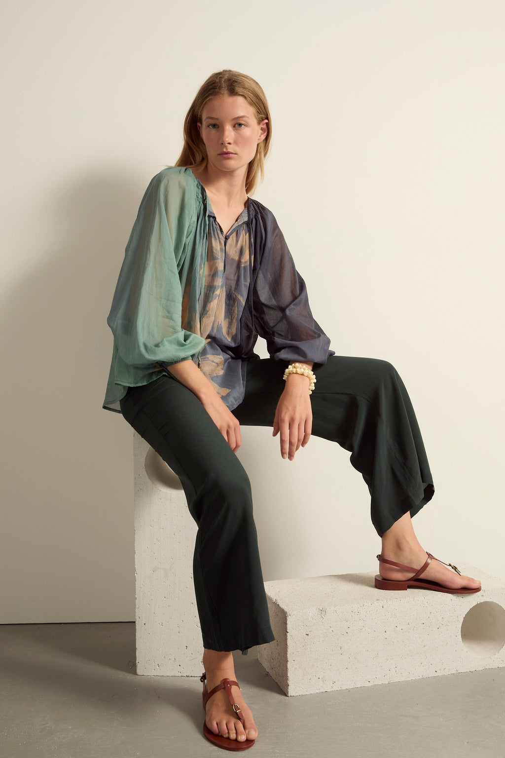 PANTALON ALBA SOIE - ARDOISE