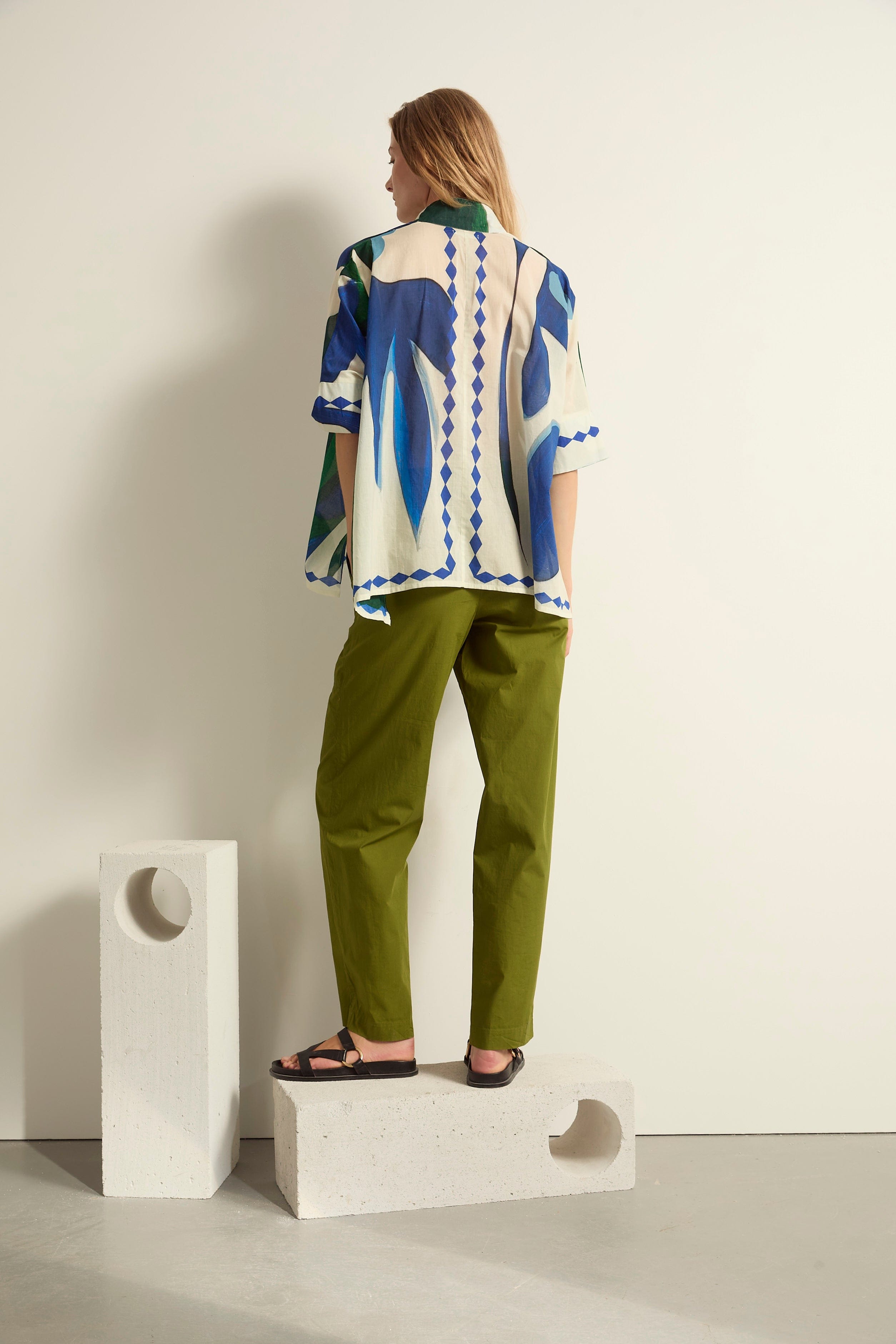 BLOUSE HERACLES IMPRIME CACTUS - LAPIS BLUE