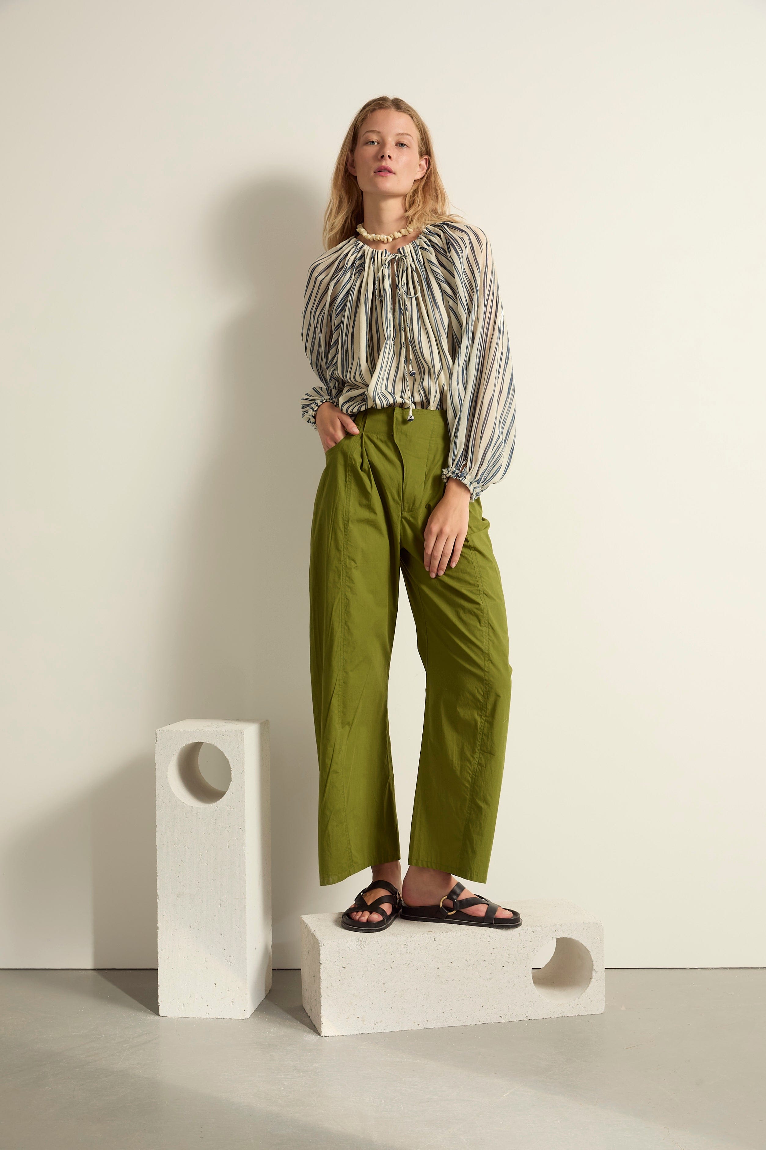 BLOUSE BONO IMPRIME LINEA - BLUE