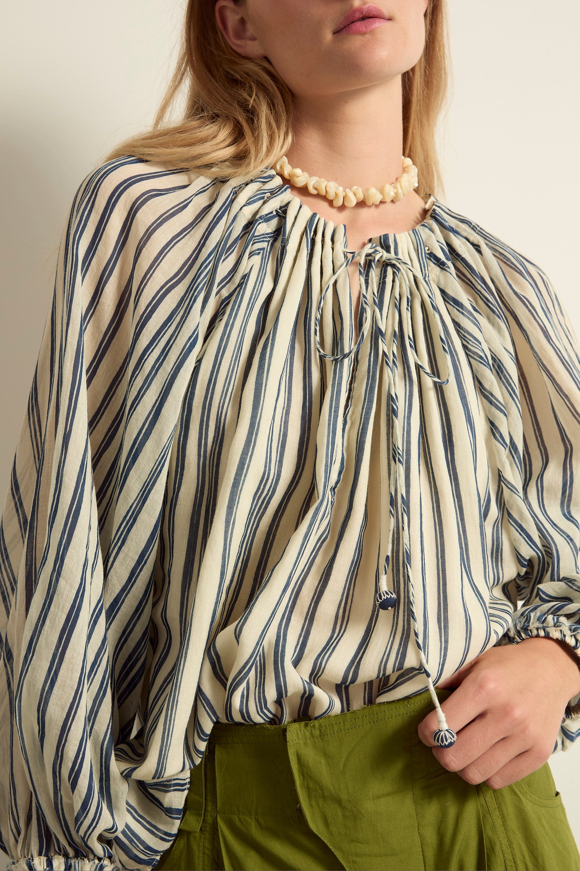 BLOUSE BONO IMPRIME LINEA - BLUE