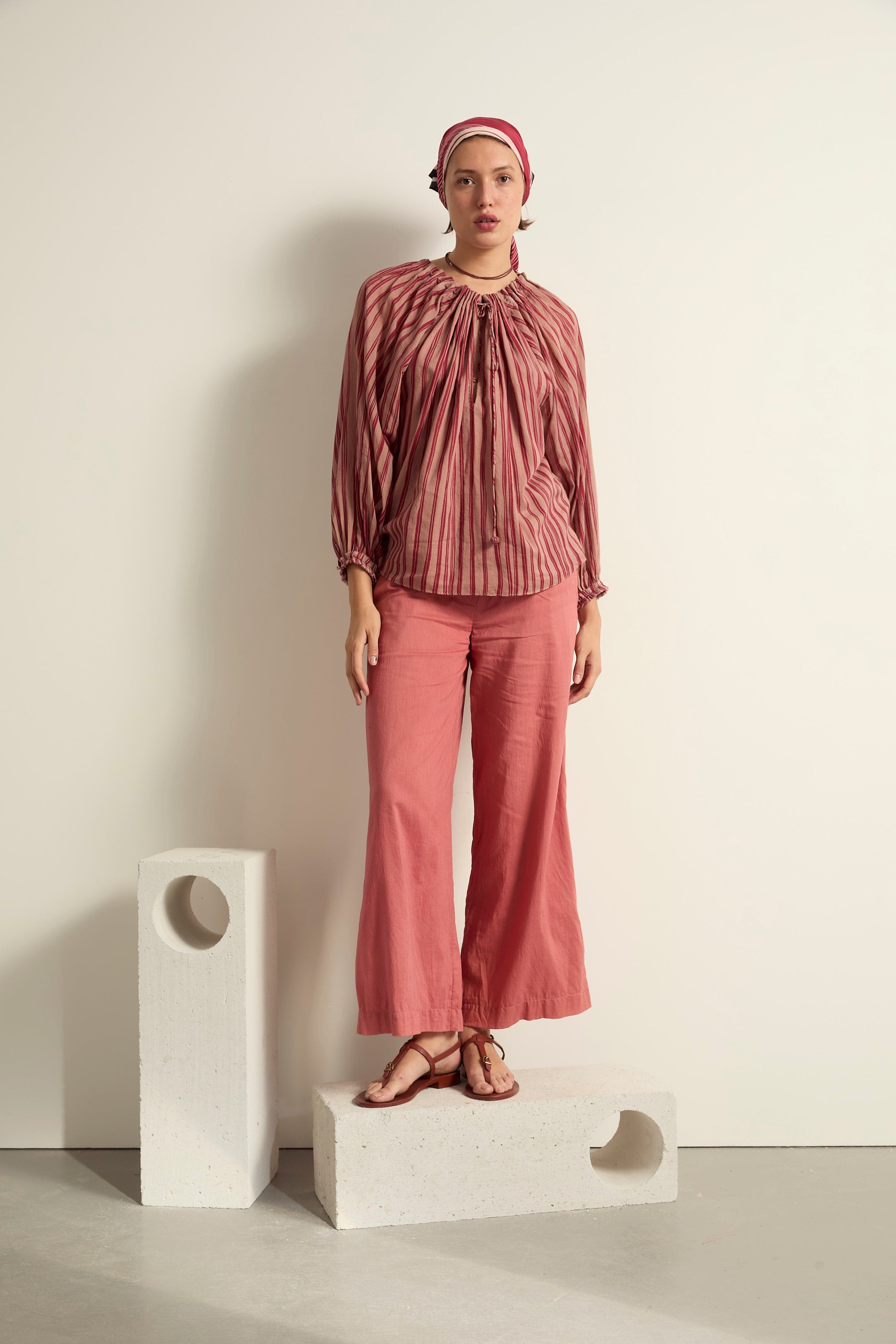 BLOUSE BONO IMPRIME LINEA - DUSTY PINK