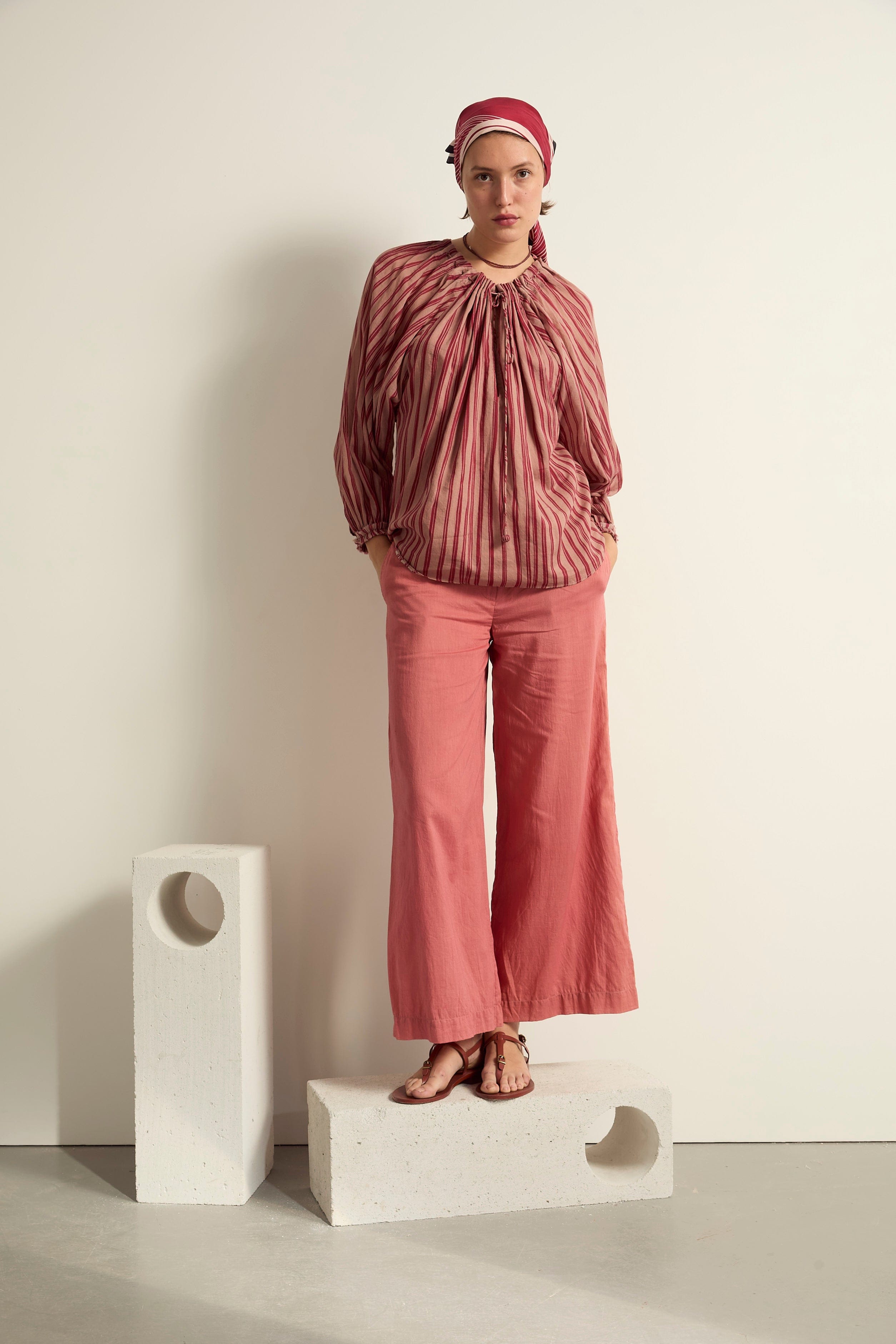 BLOUSE BONO IMPRIME LINEA - DUSTY PINK