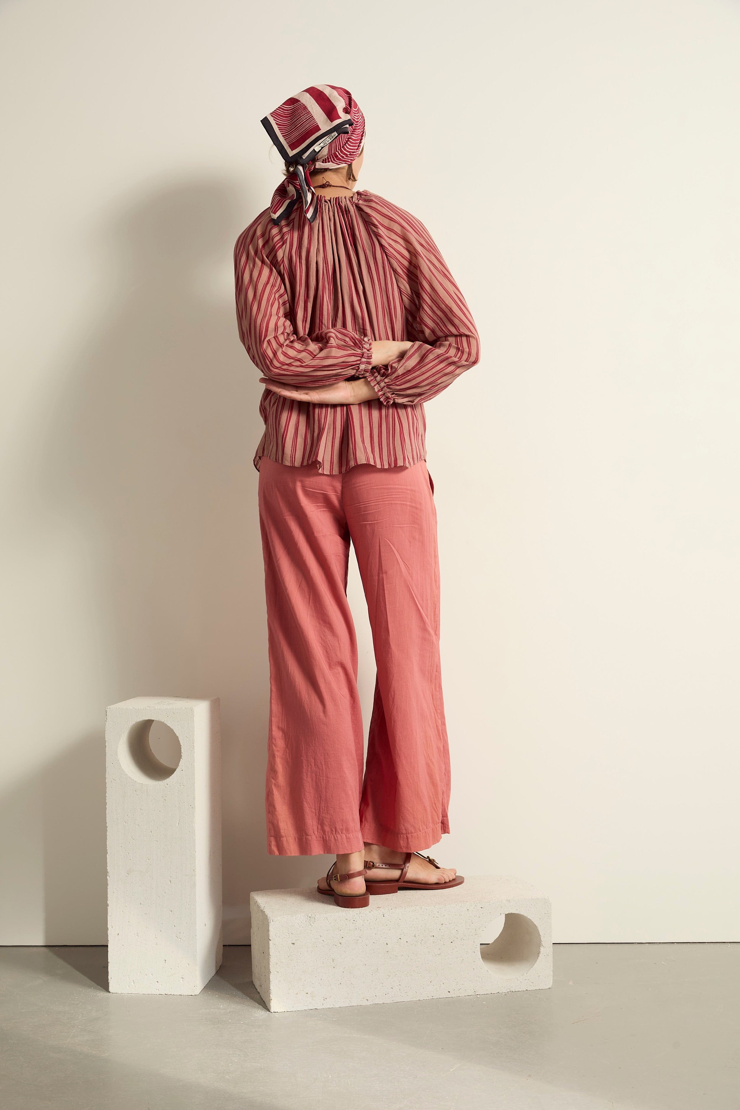 BLOUSE BONO IMPRIME LINEA - DUSTY PINK