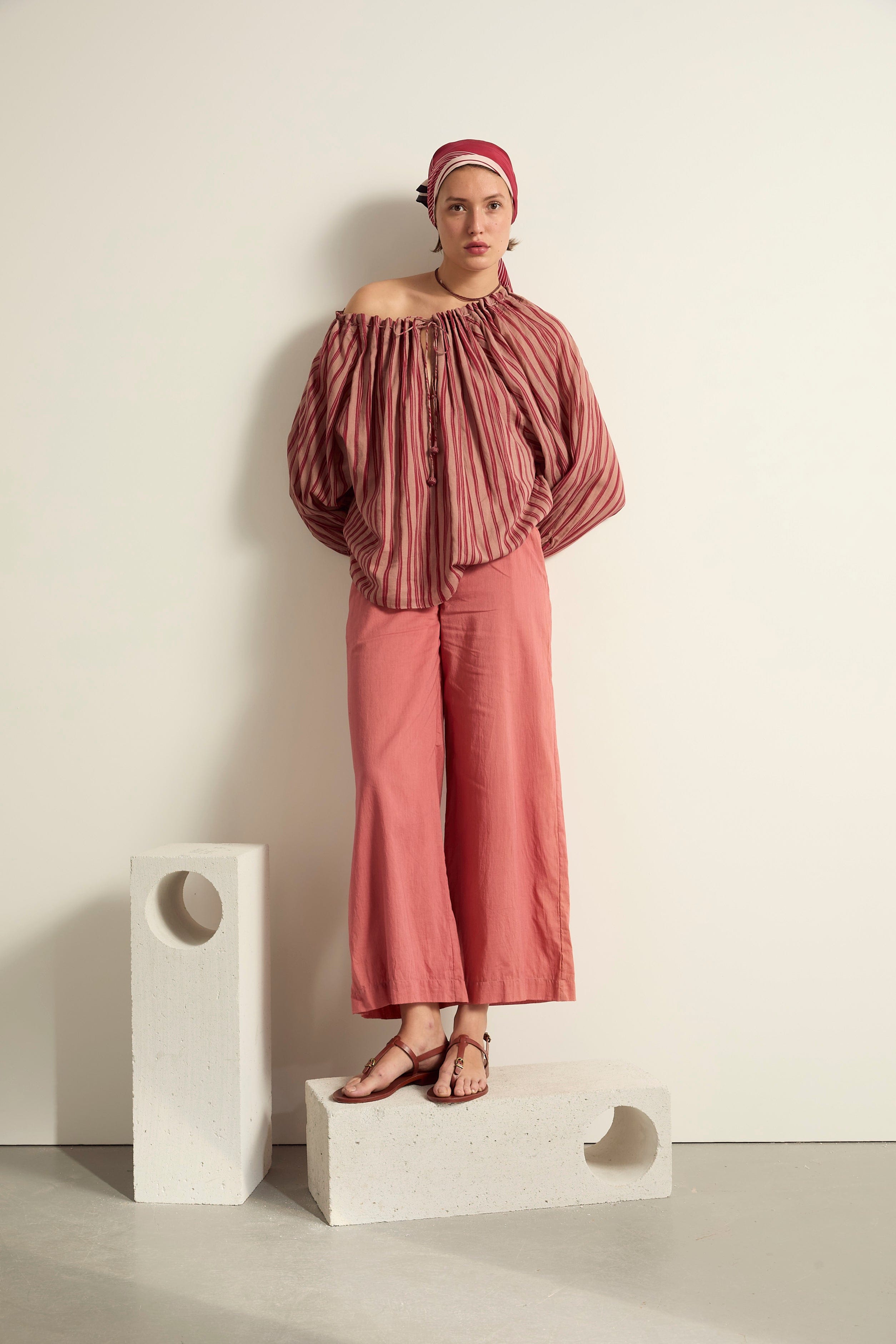 BLOUSE BONO IMPRIME LINEA - DUSTY PINK
