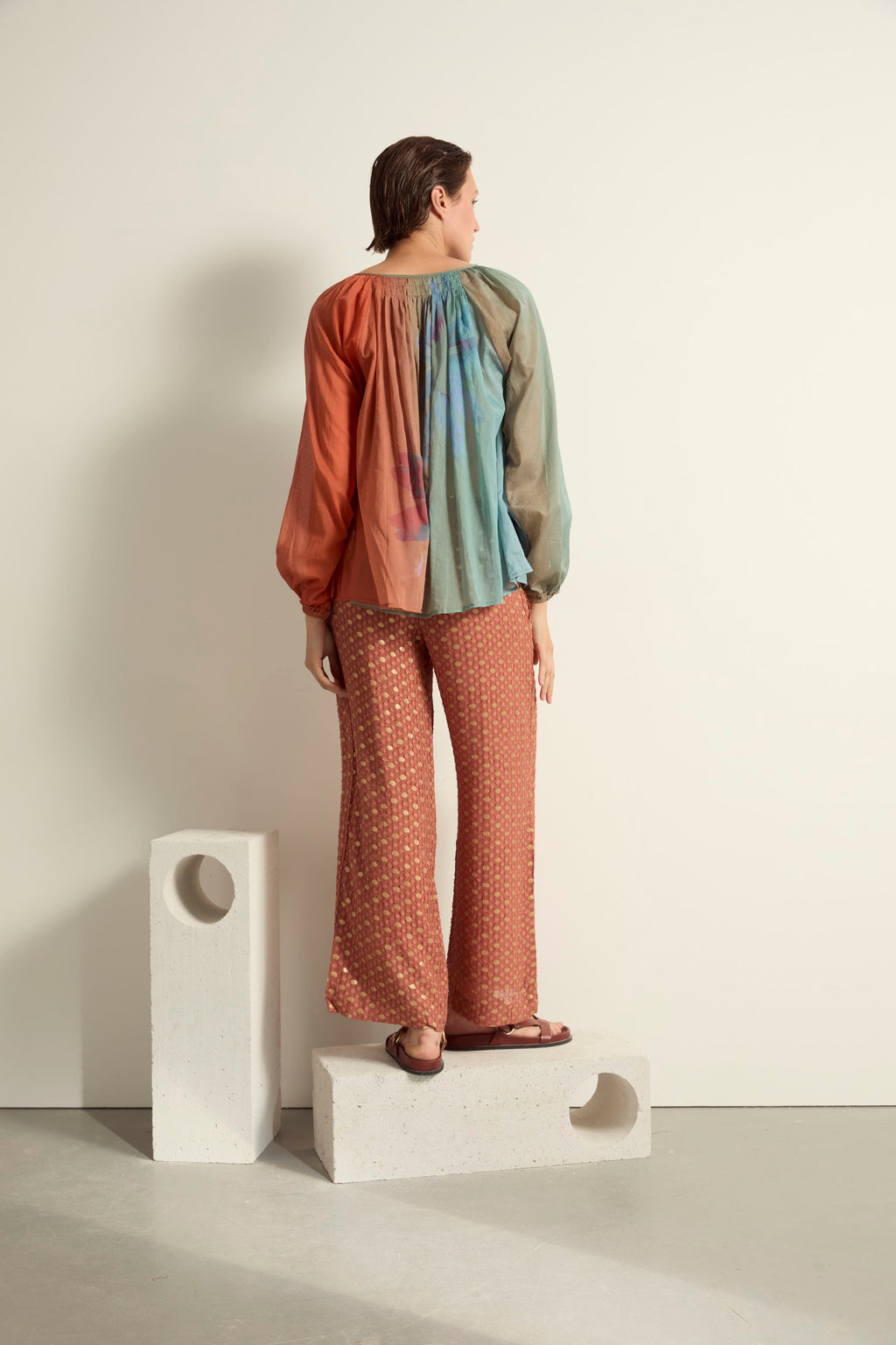 PANTALON ALBA LUREX PLUMETIS - ROSEWOOD
