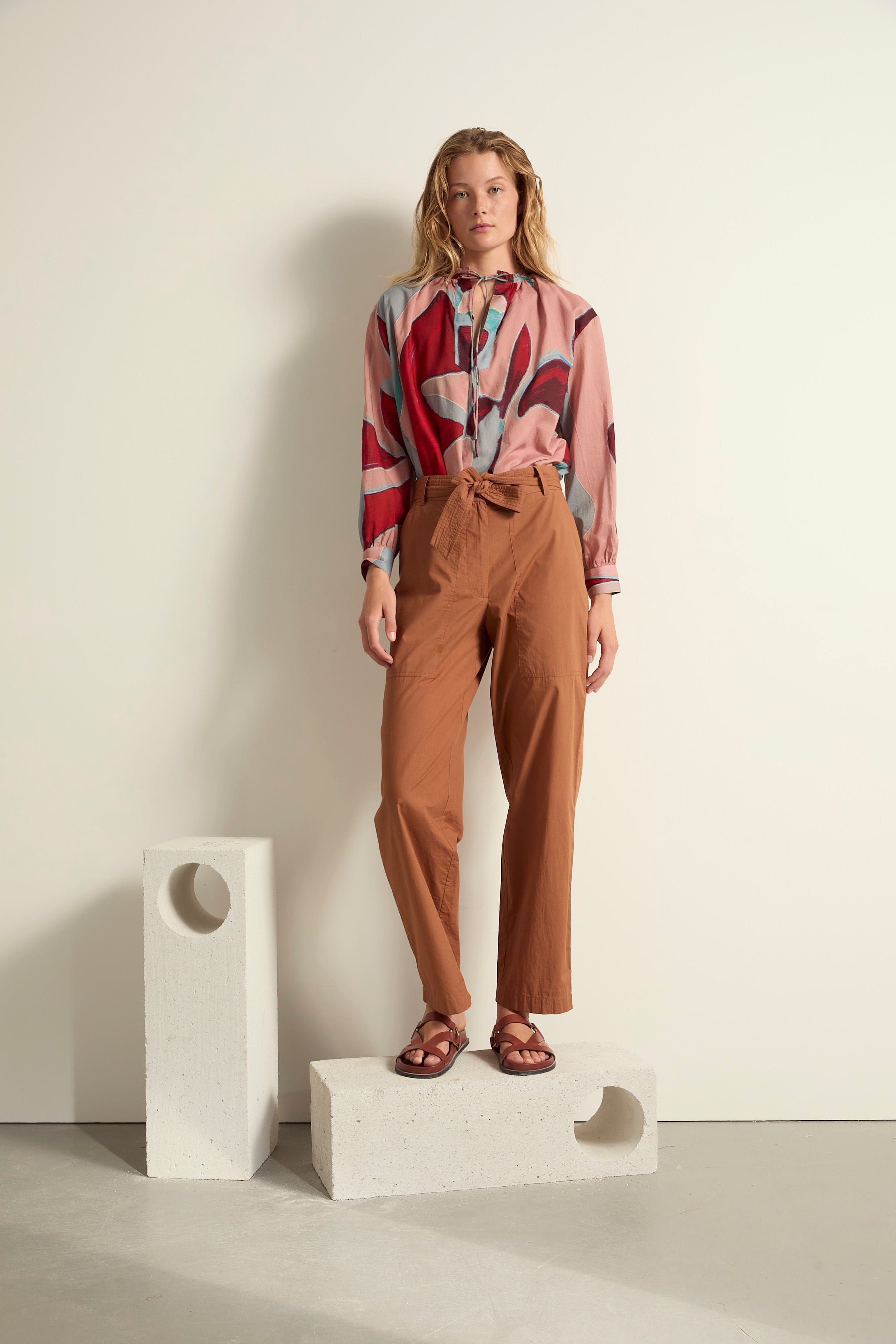 BLOUSE SIMONA IMPRIME CACTUS - DUSTY PINK