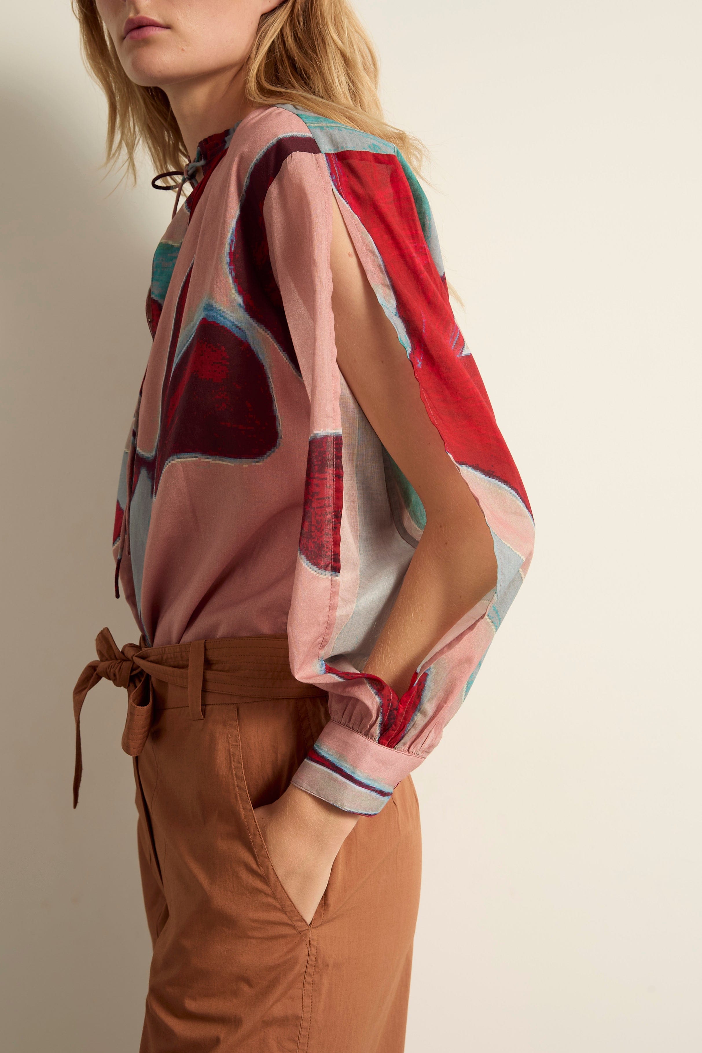 BLOUSE SIMONA IMPRIME CACTUS - DUSTY PINK