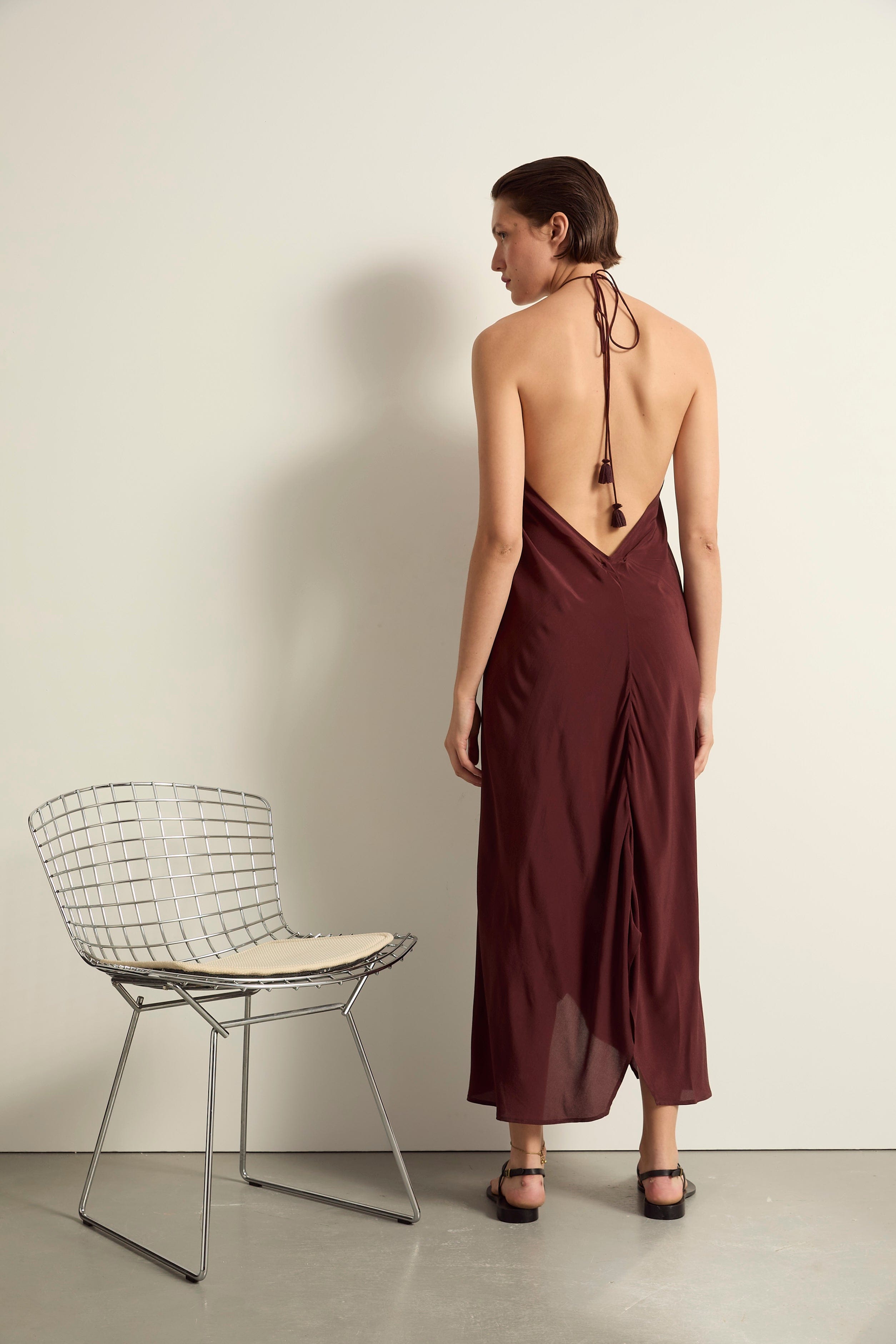 ROBE IVINA SOIE - BURGUNDY