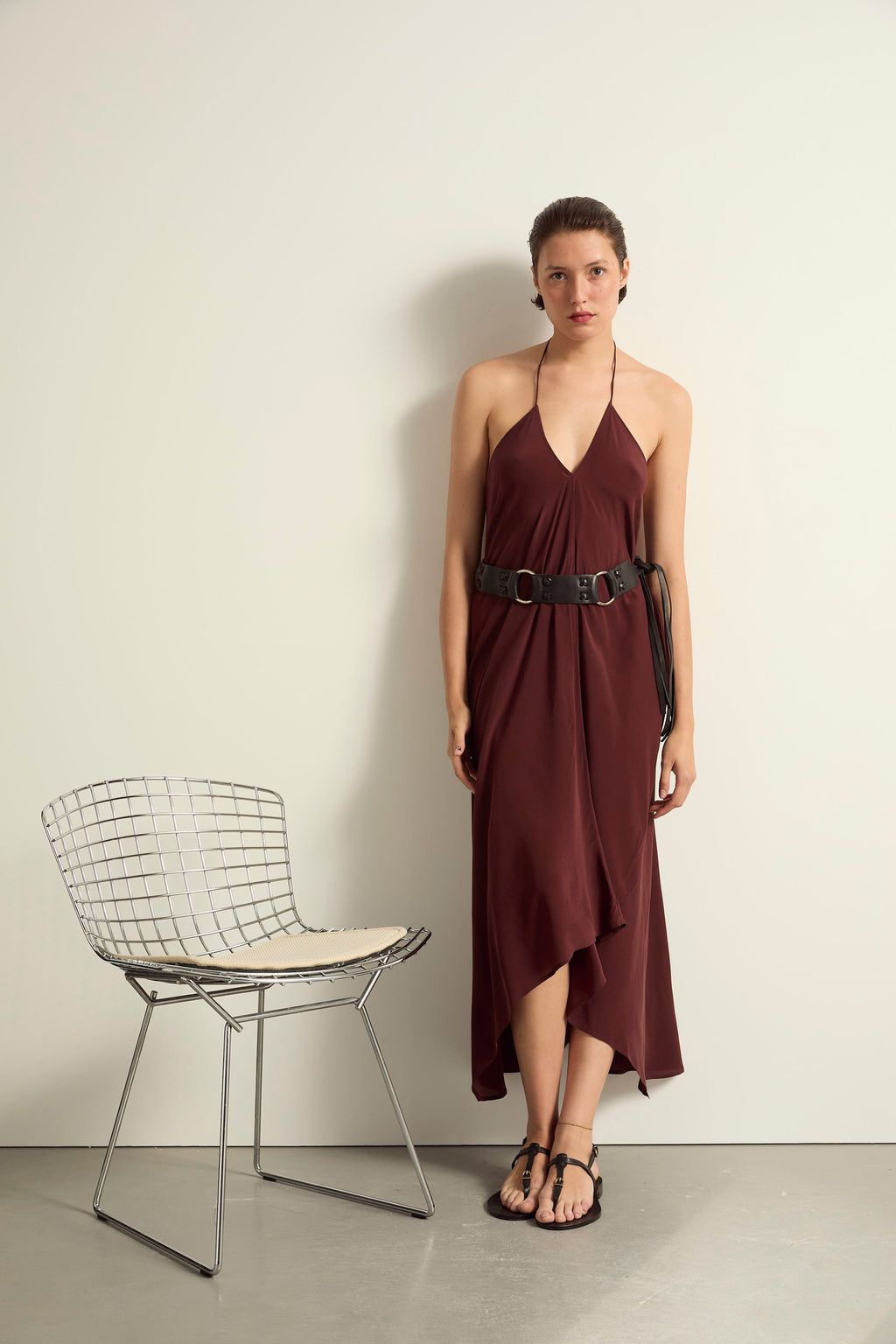 ROBE IVINA SOIE - ARDOISE