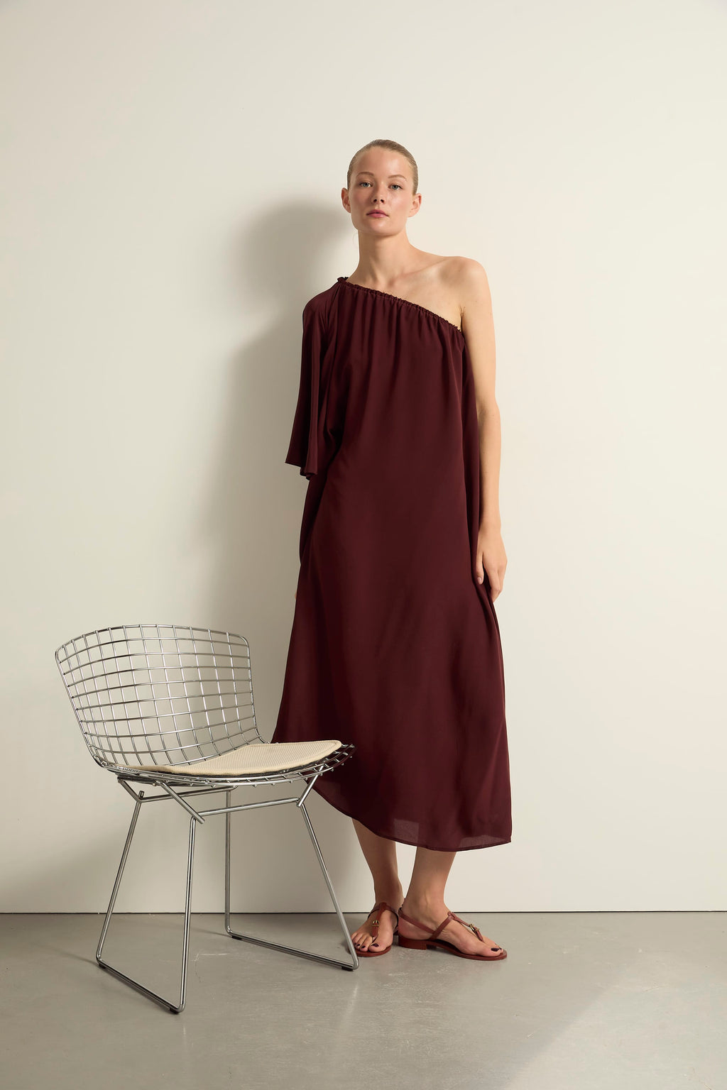 ROBE LOUNA SOIE - BURGUNDY