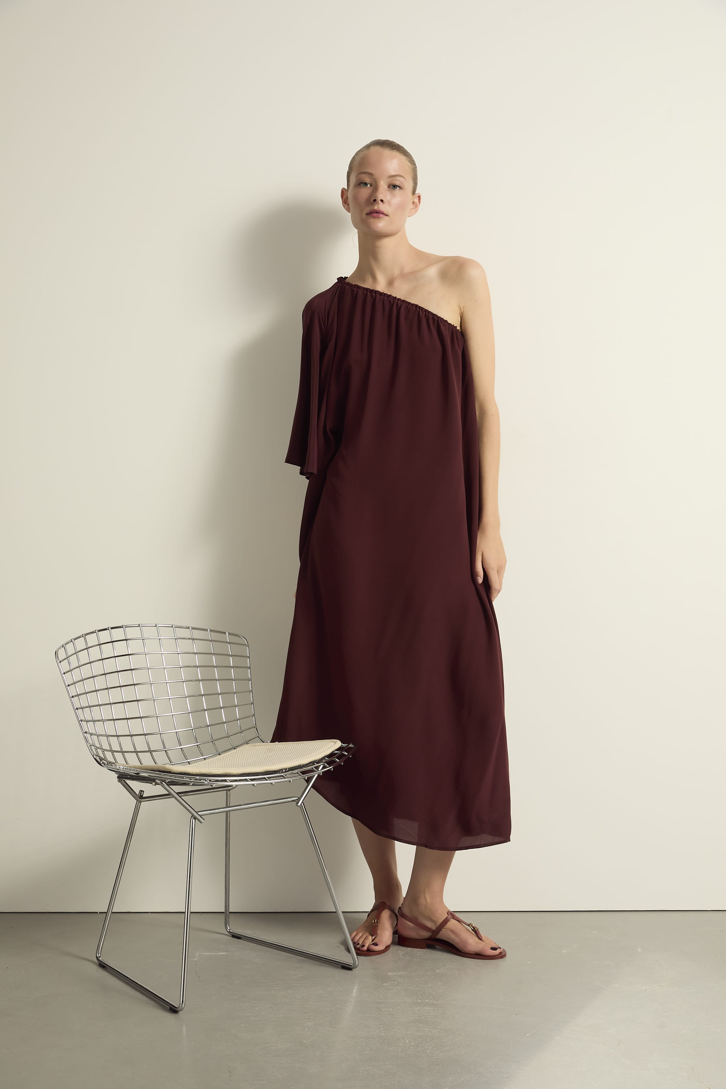 ROBE LOUNA SOIE - BURGUNDY