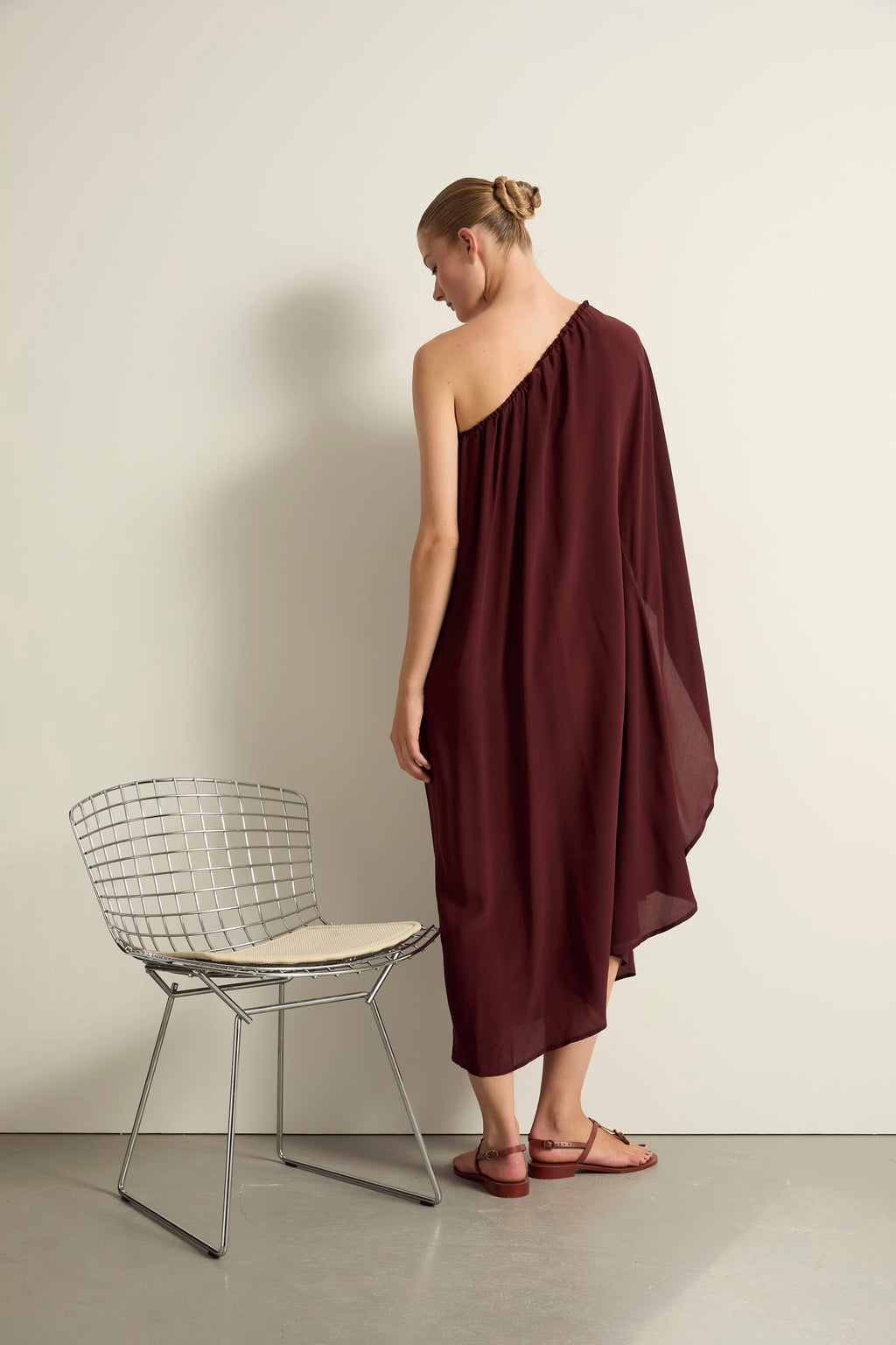 ROBE LOUNA SOIE - BURGUNDY