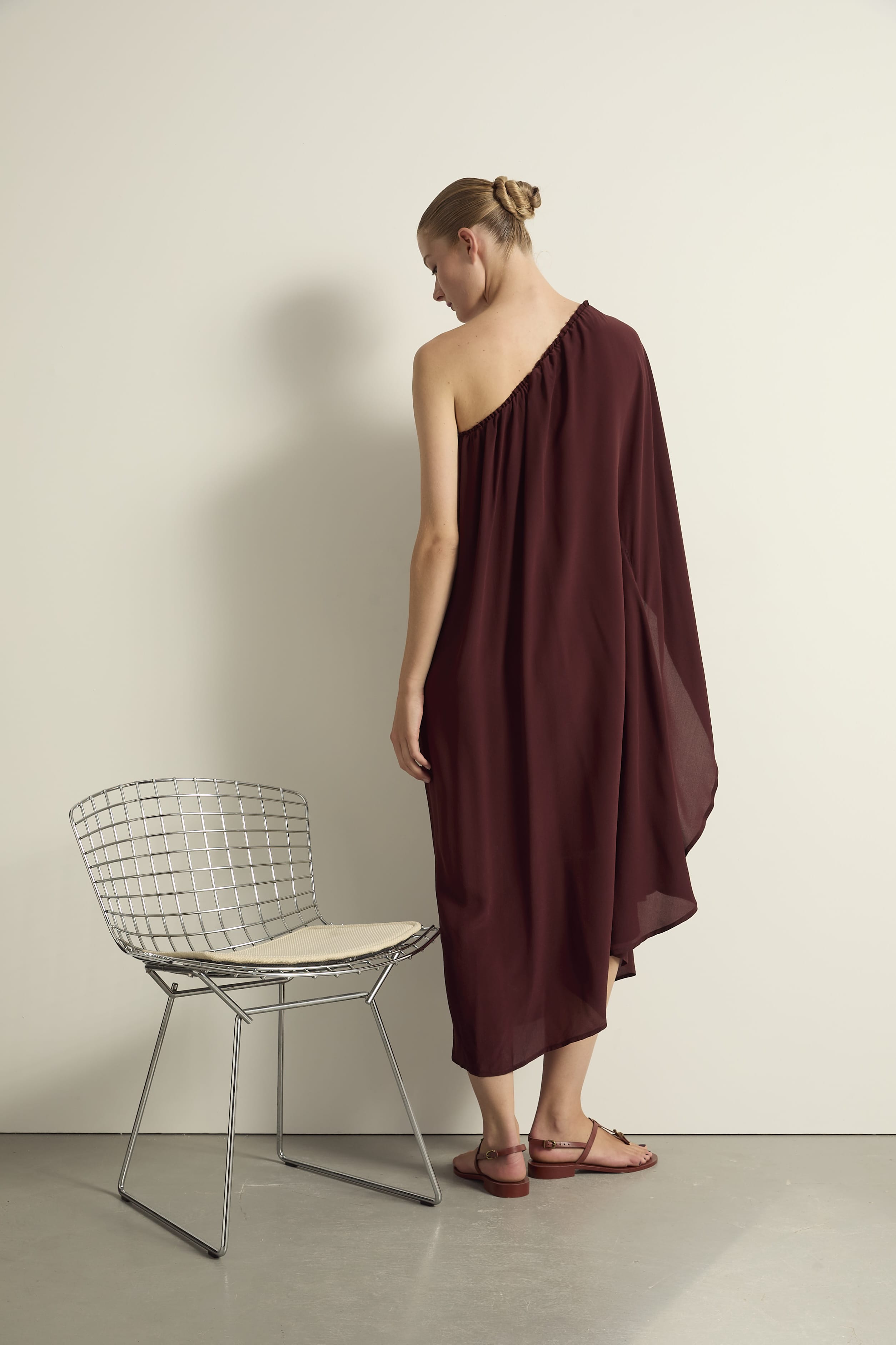 ROBE LOUNA SOIE - BURGUNDY