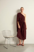ROBE LOUNA SOIE - BURGUNDY