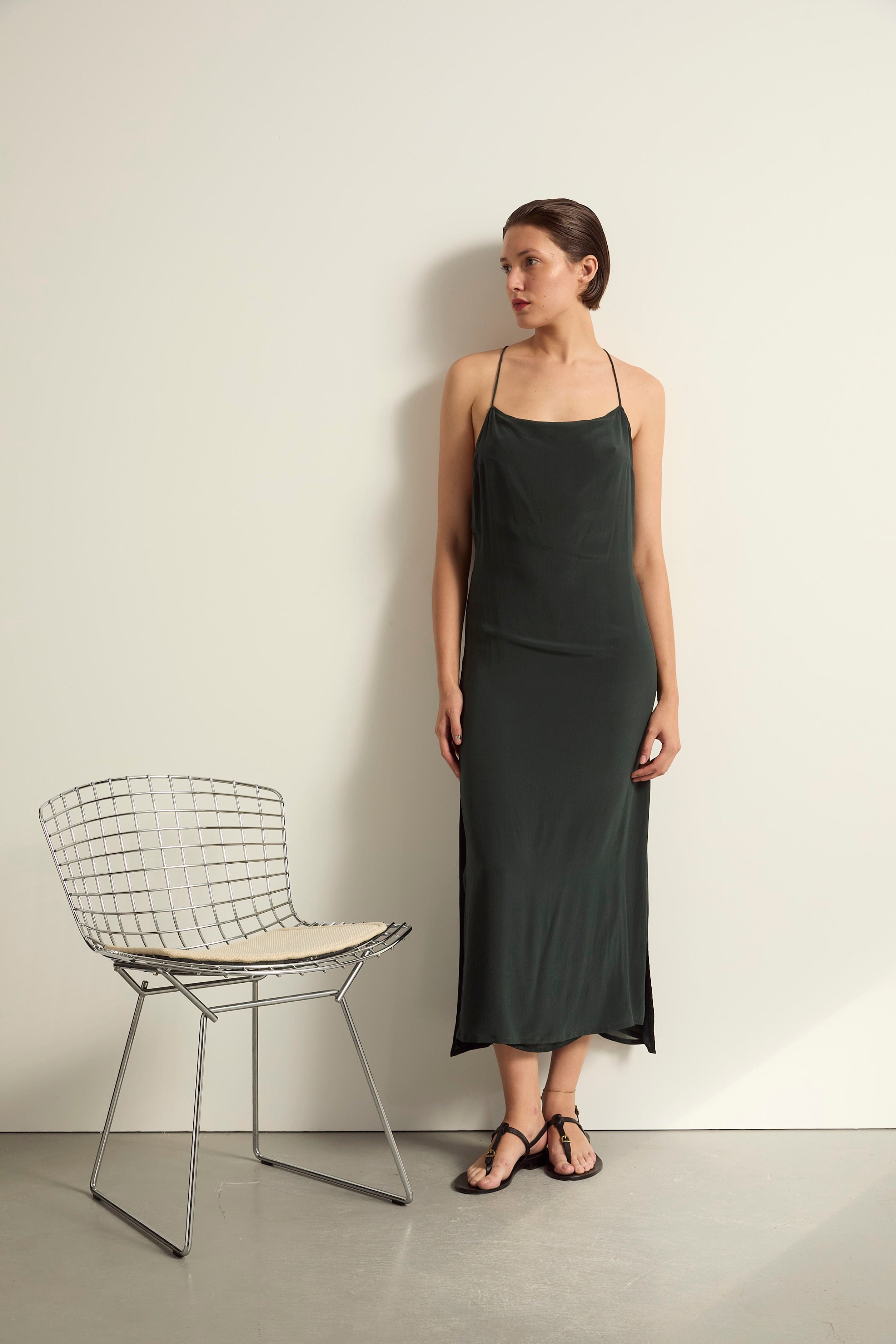 ROBE ABBIE SOIE - ARDOISE