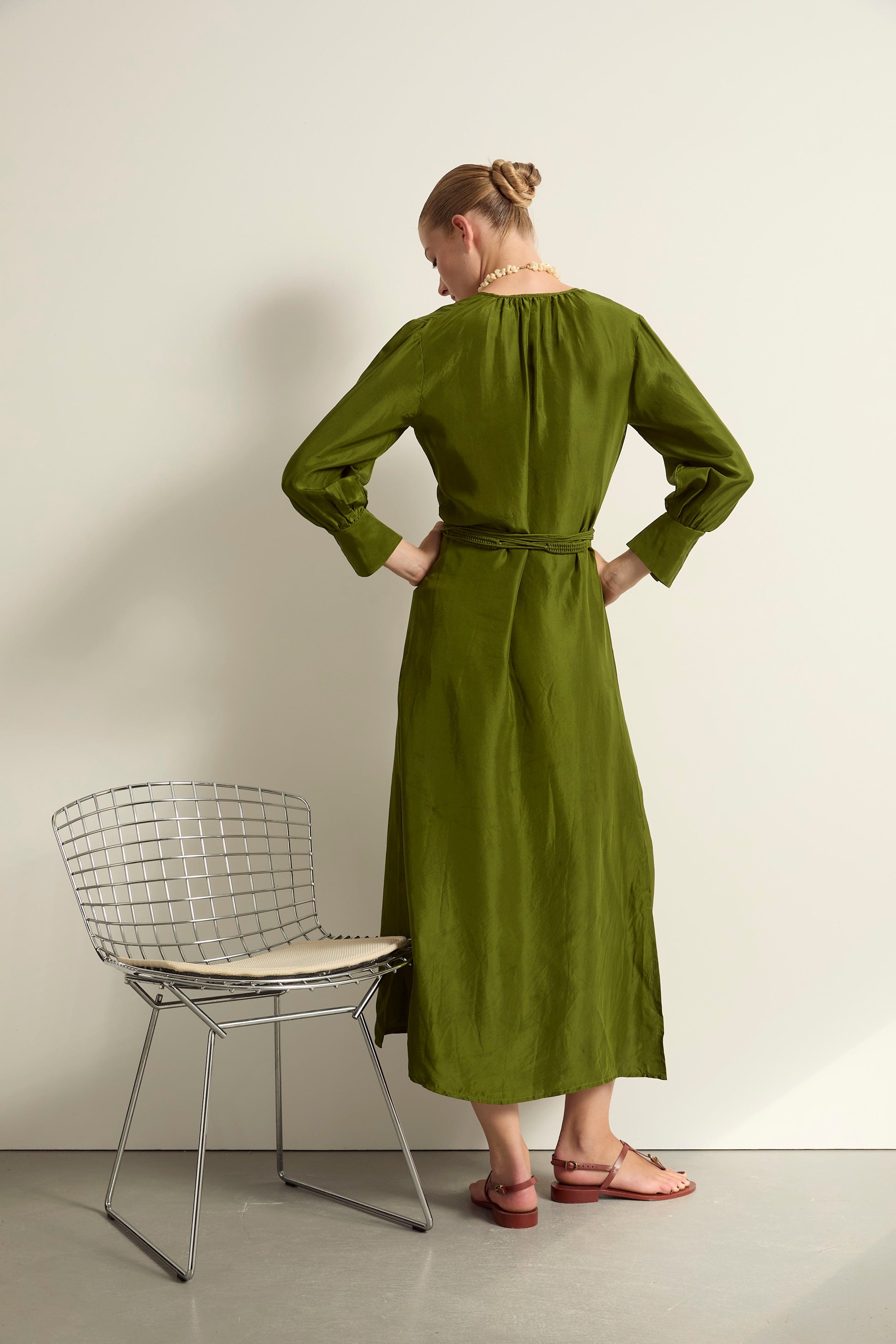 ROBE LISE SOIE LAVÉE - GREEN TEA