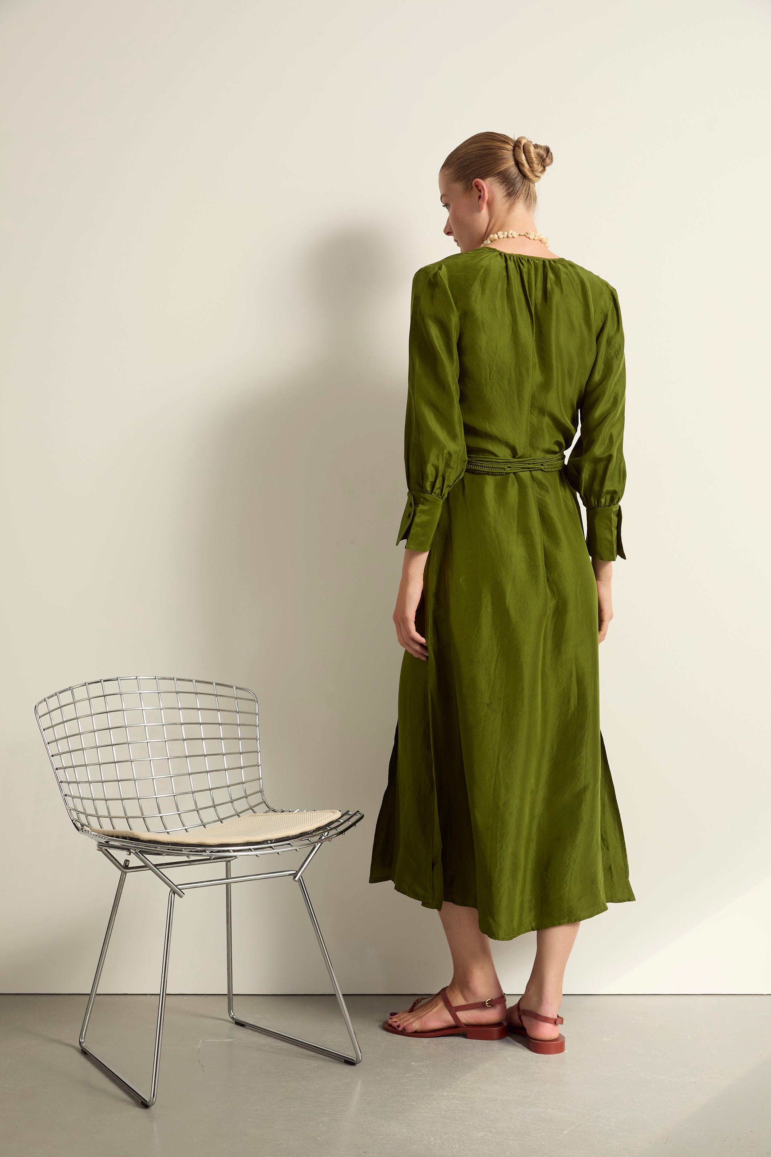 ROBE LISE SOIE LAVÉE - GREEN TEA