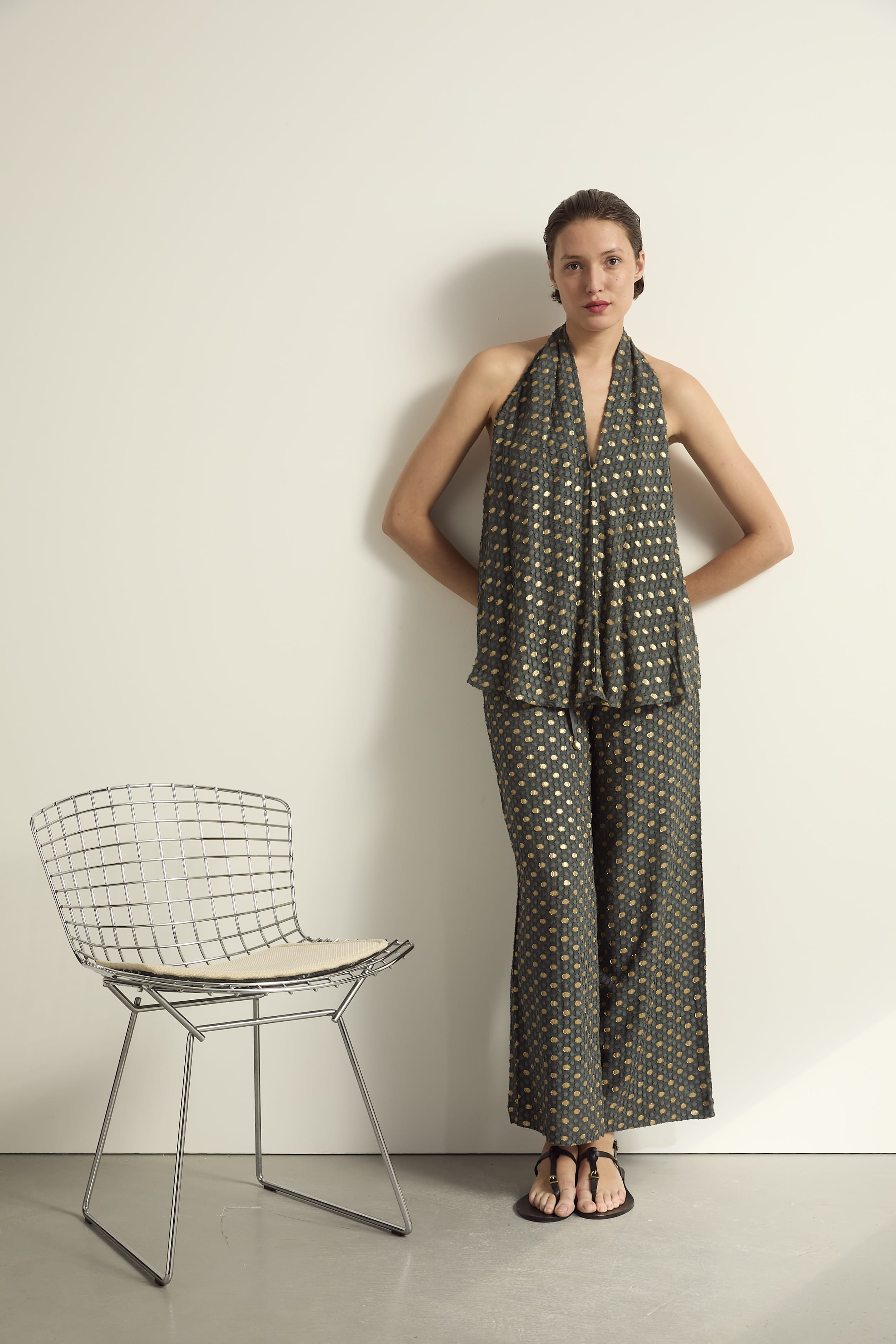 PANTALON ALBA LUREX PLUMETIS - ARDOISE