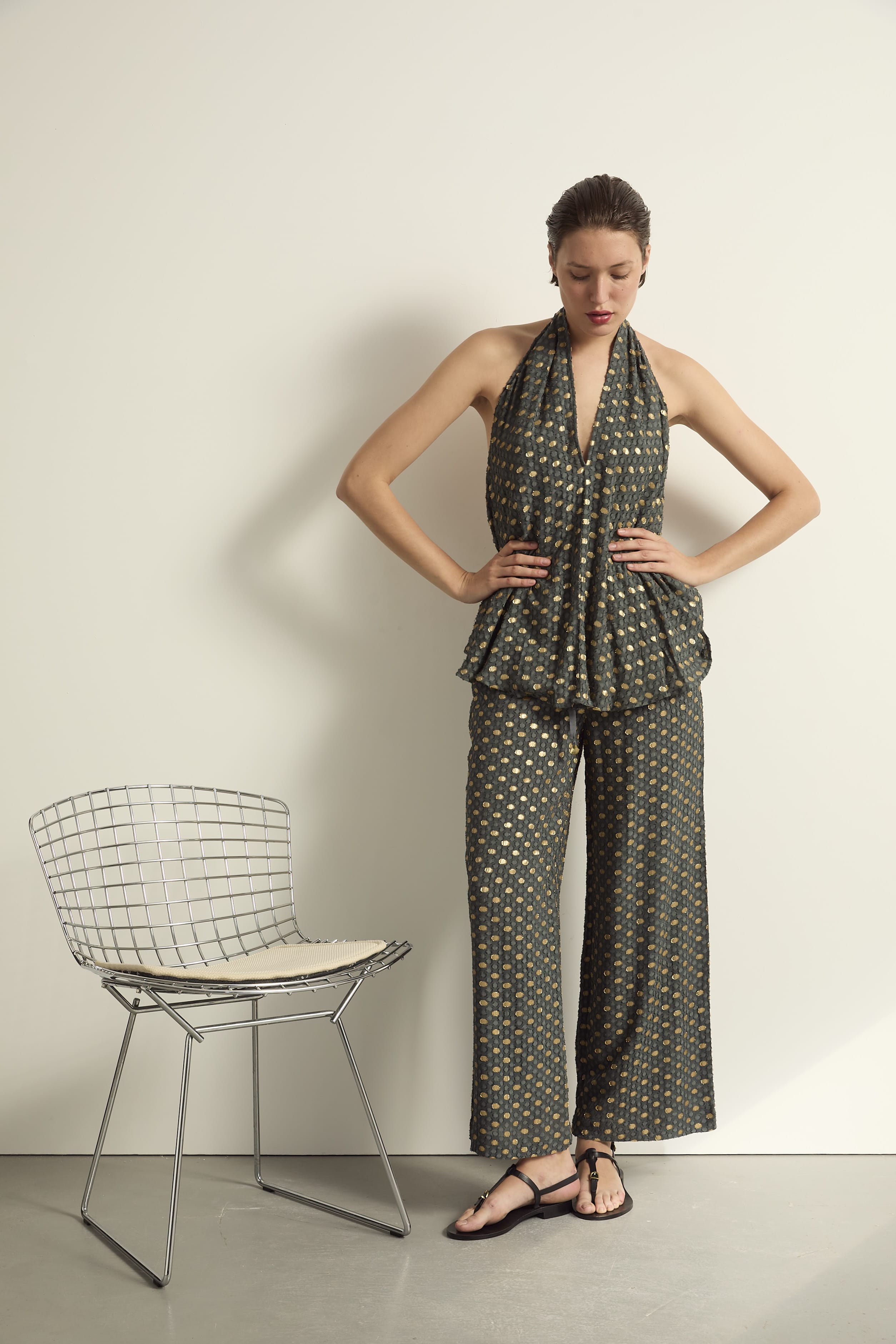 PANTALON ALBA LUREX PLUMETIS - ARDOISE