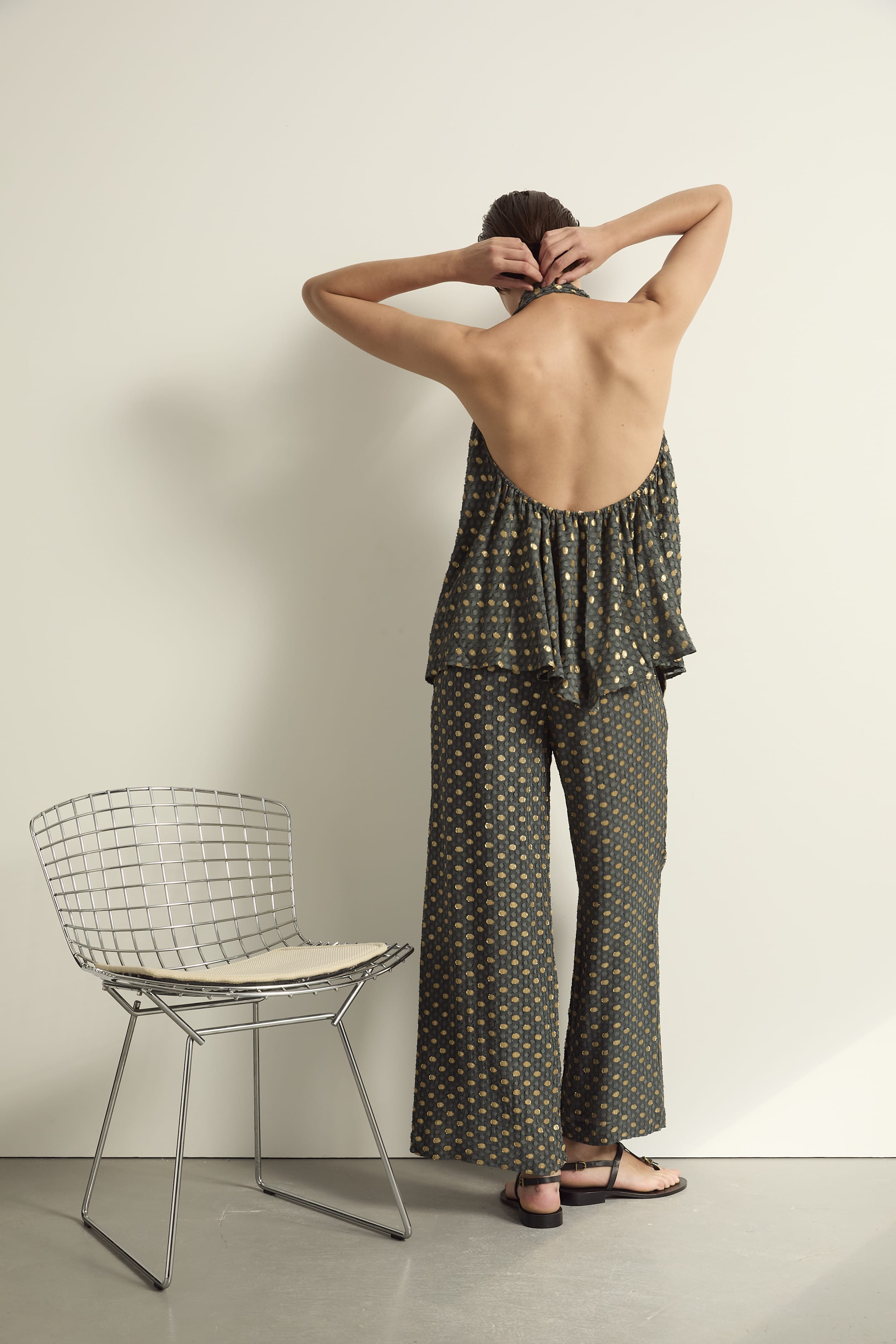 PANTALON ALBA LUREX PLUMETIS - ARDOISE