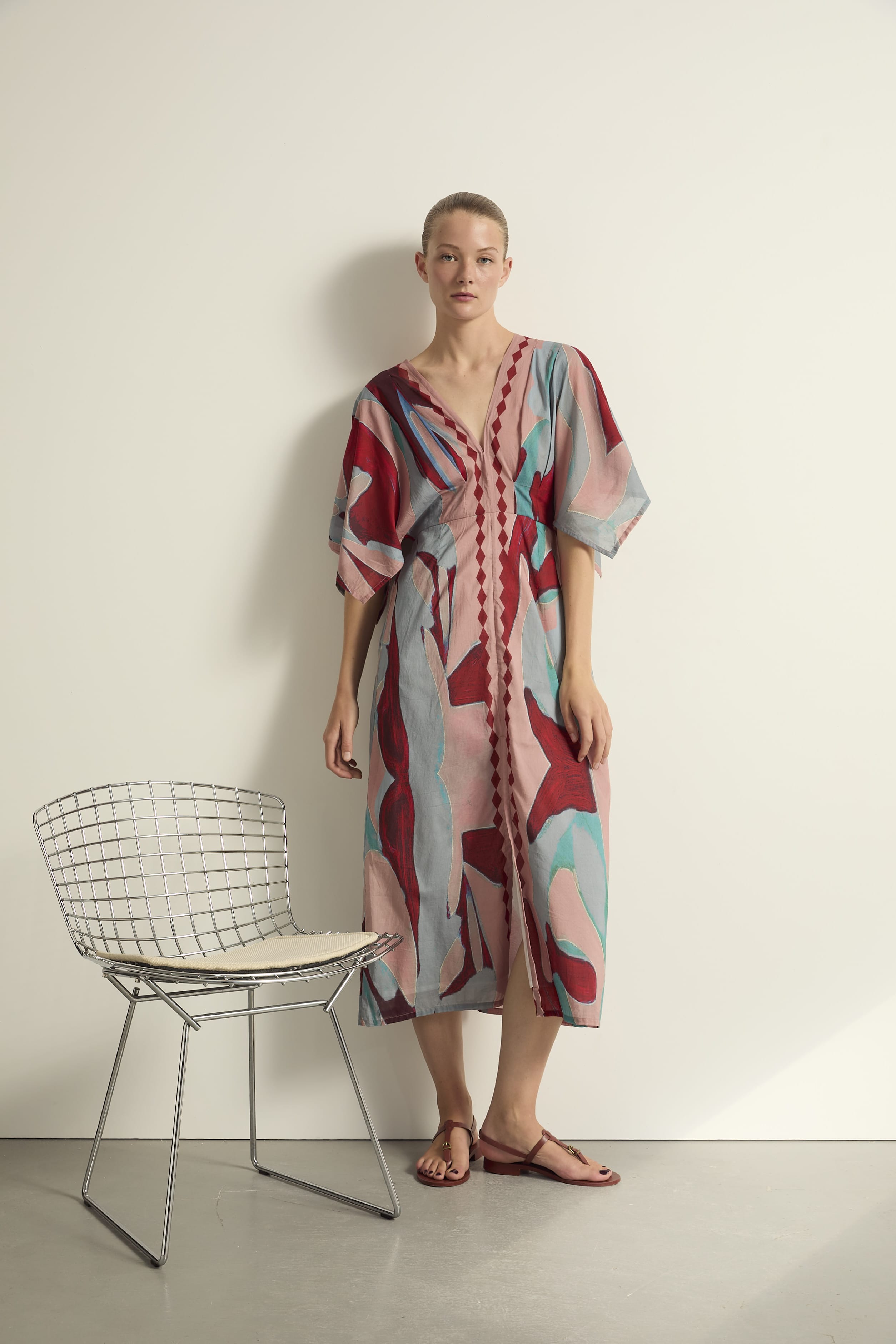 ROBE SOUANE IMPRIME CACTUS - DUSTY PINK