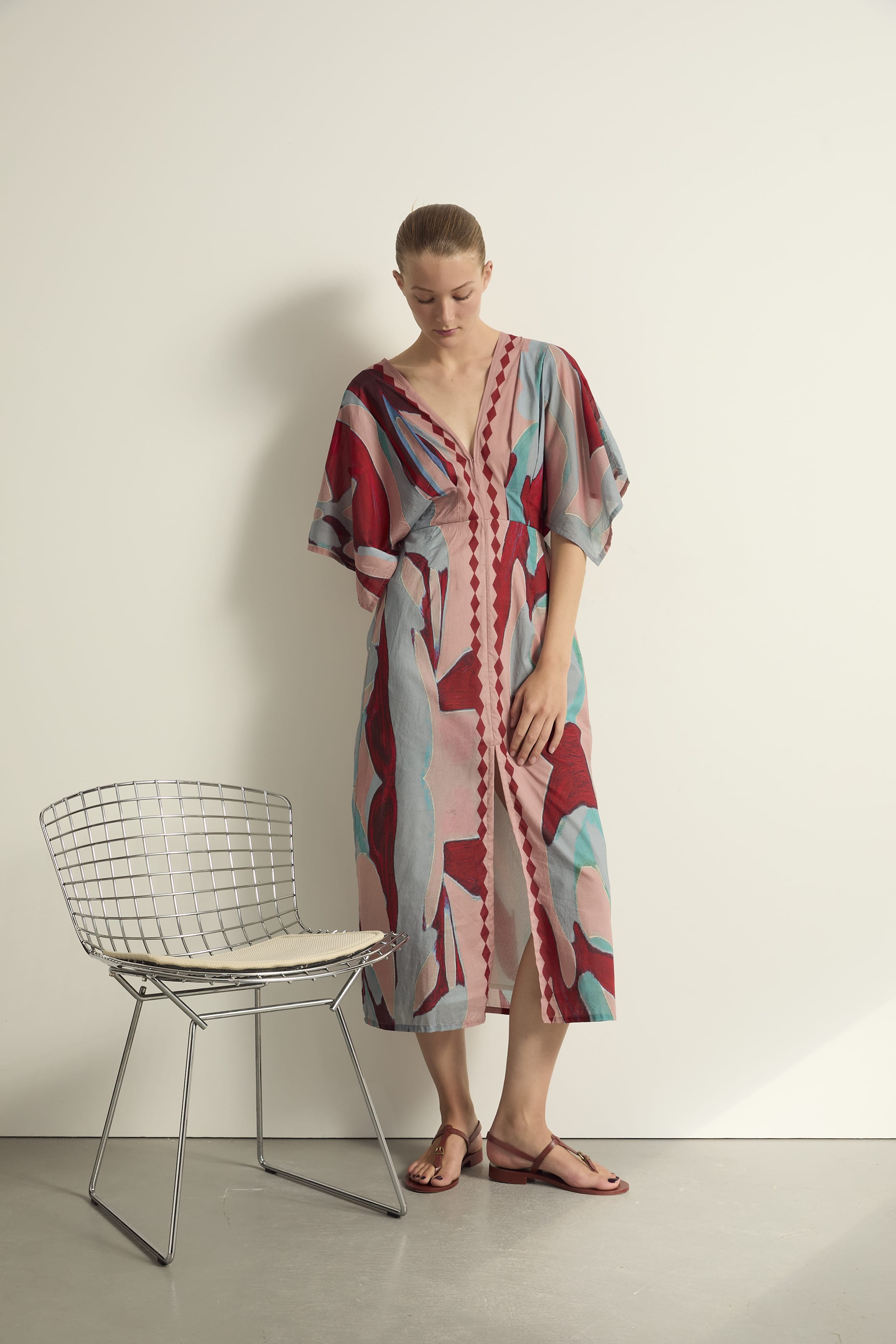 ROBE SOUANE IMPRIME CACTUS - DUSTY PINK