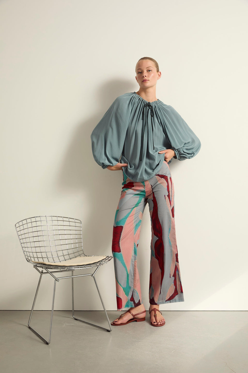 PANTALON ERIKA IMPRIME CACTUS - DUSTY PINK