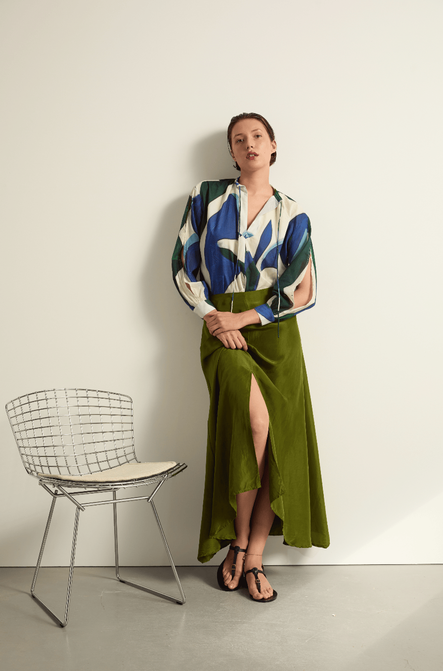 BLOUSE SIMONA IMPRIME CACTUS - LAPIS BLUE
