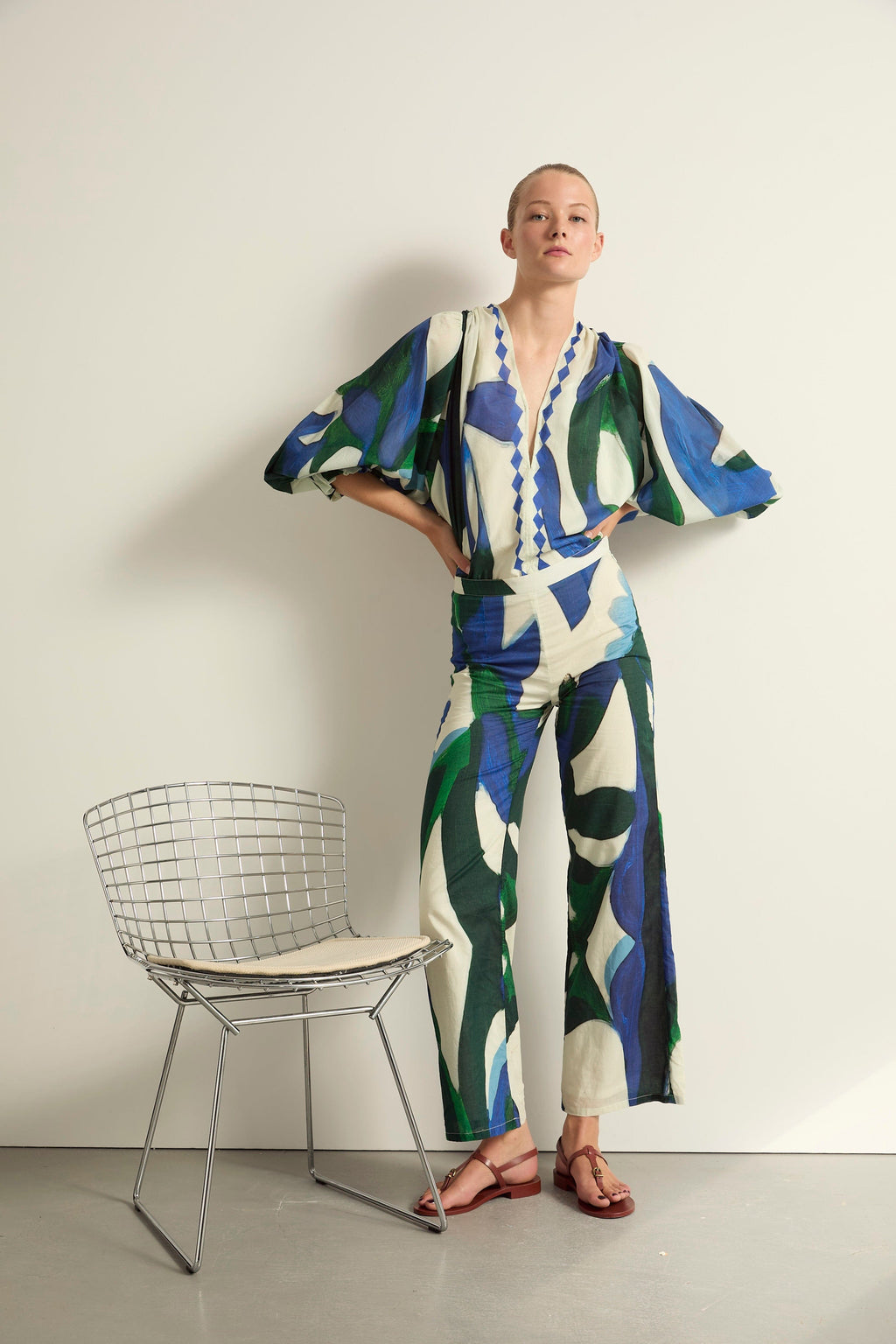 PANTALON ERIKA IMPRIME CACTUS - LAPIS BLUE