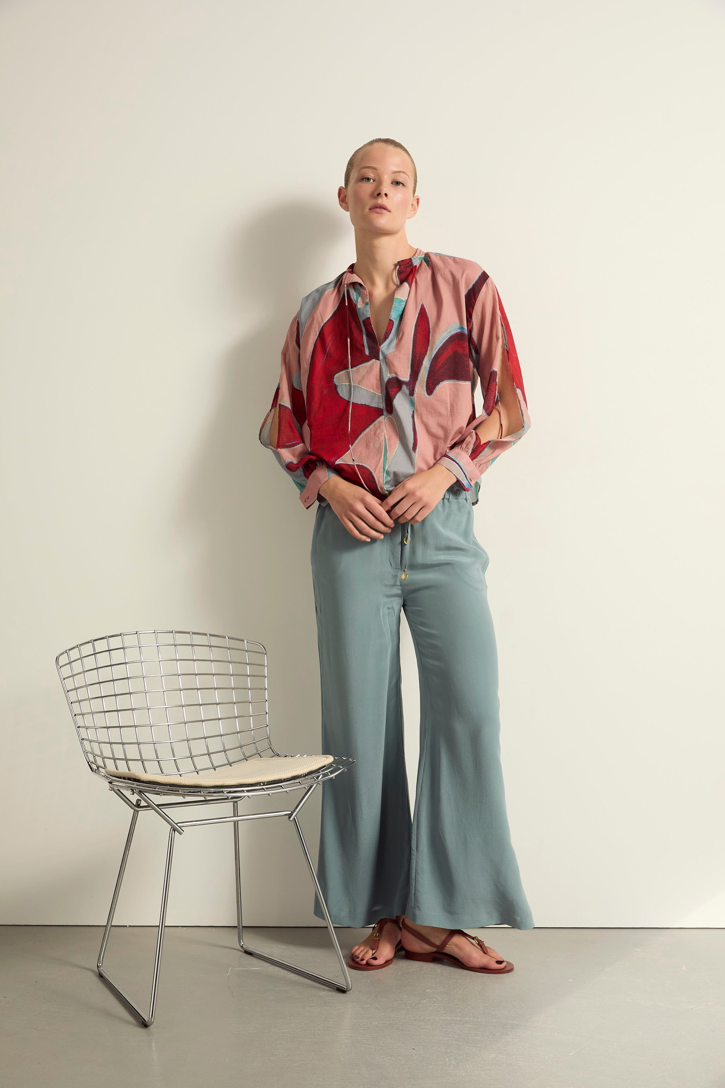 BLOUSE SIMONA IMPRIME CACTUS - DUSTY PINK
