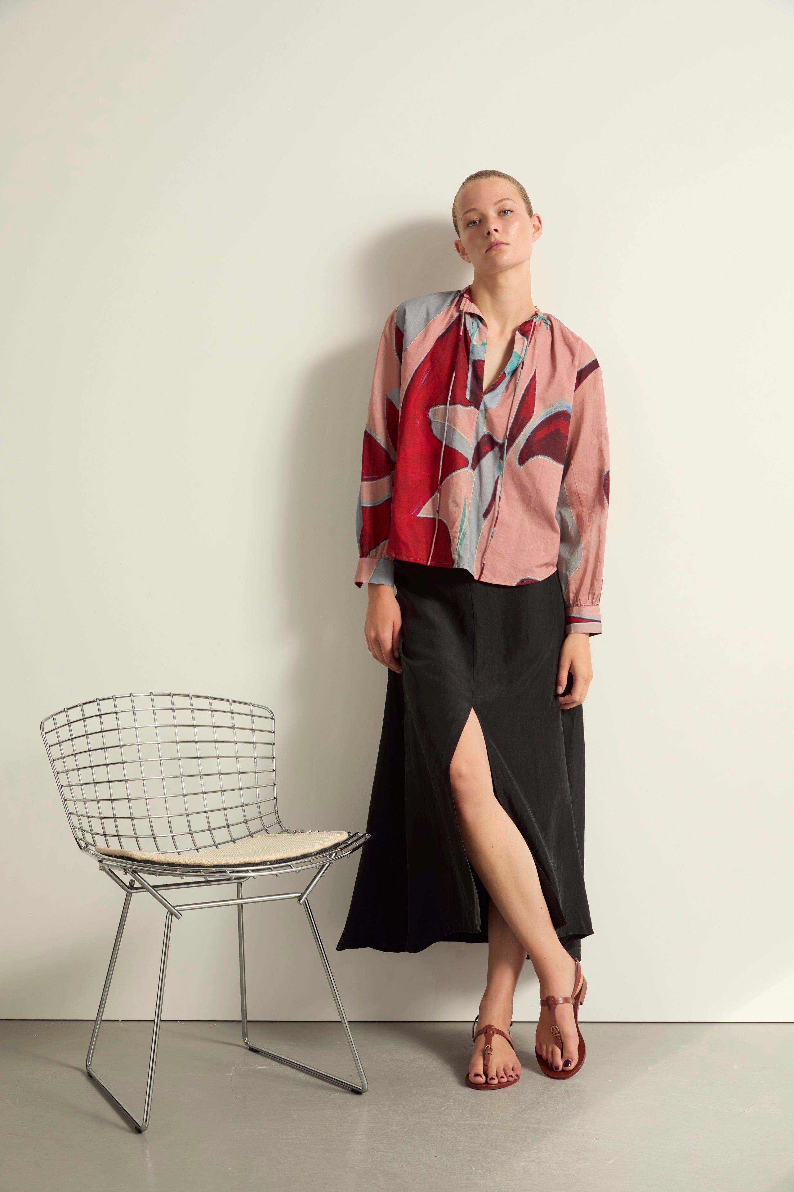 BLOUSE SIMONA IMPRIME CACTUS - DUSTY PINK