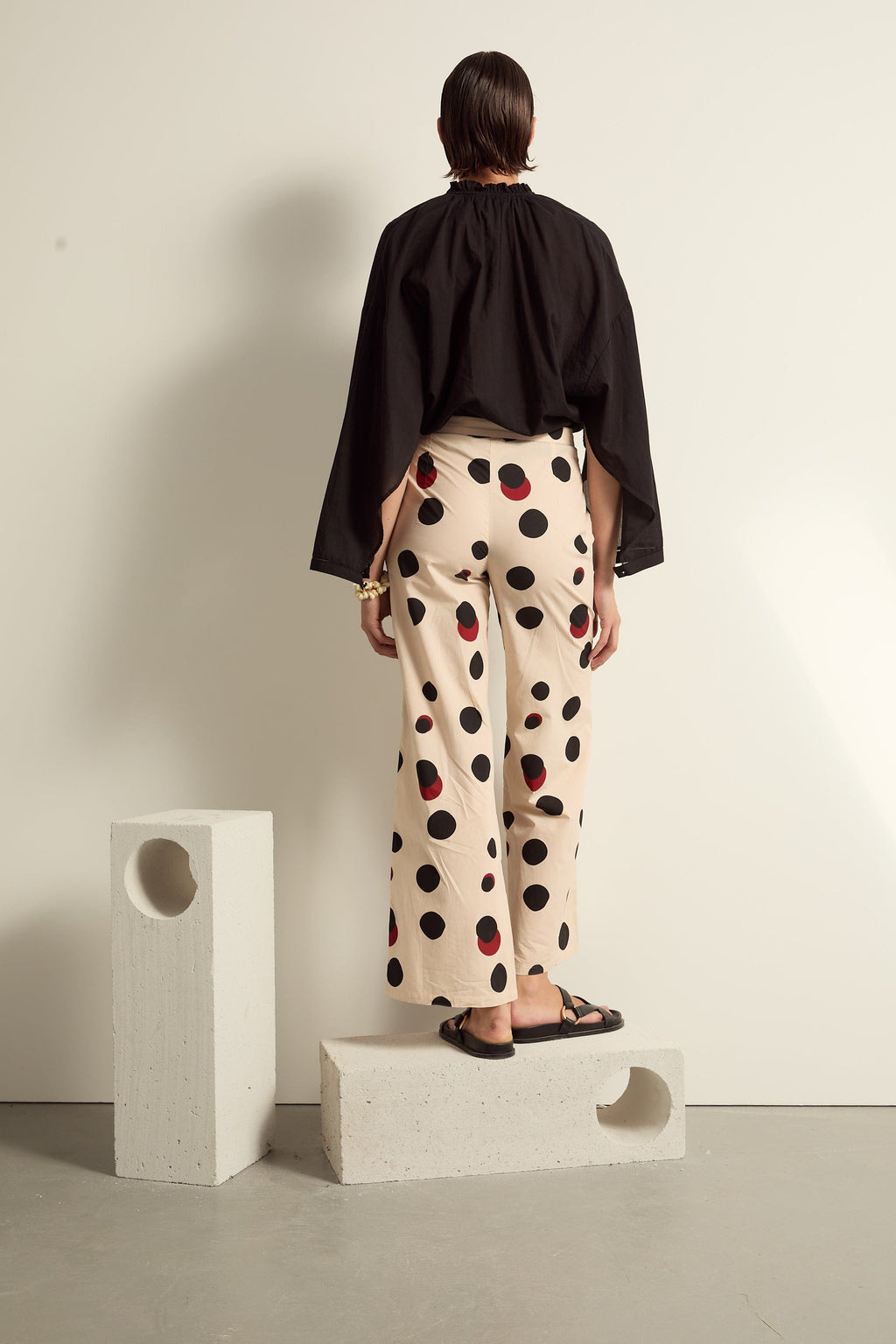 PANTALON ERIKA IMPRIME POLKA - OFF WHITE