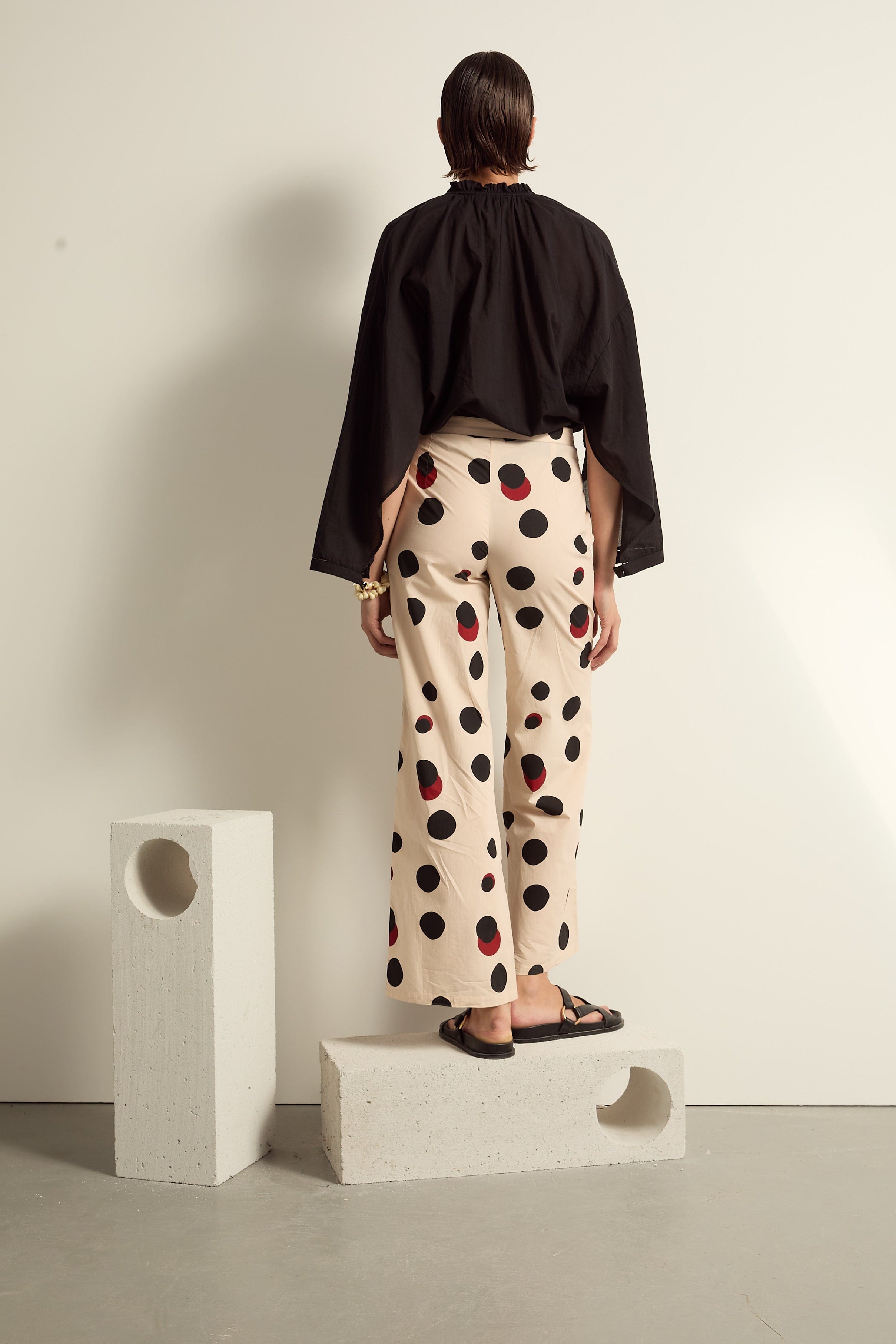 PANTALON ERIKA IMPRIME POLKA - OFF WHITE