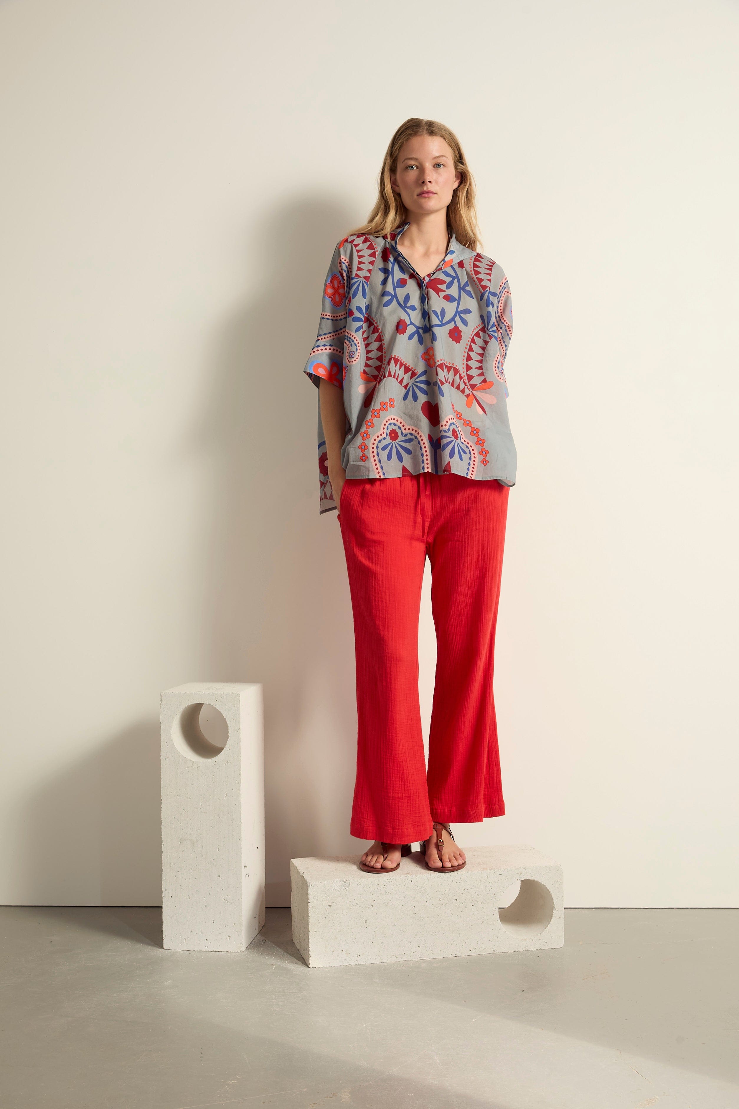 BLOUSE HERACLES IMPRIME BLOSSOM - MINERAL BLUE