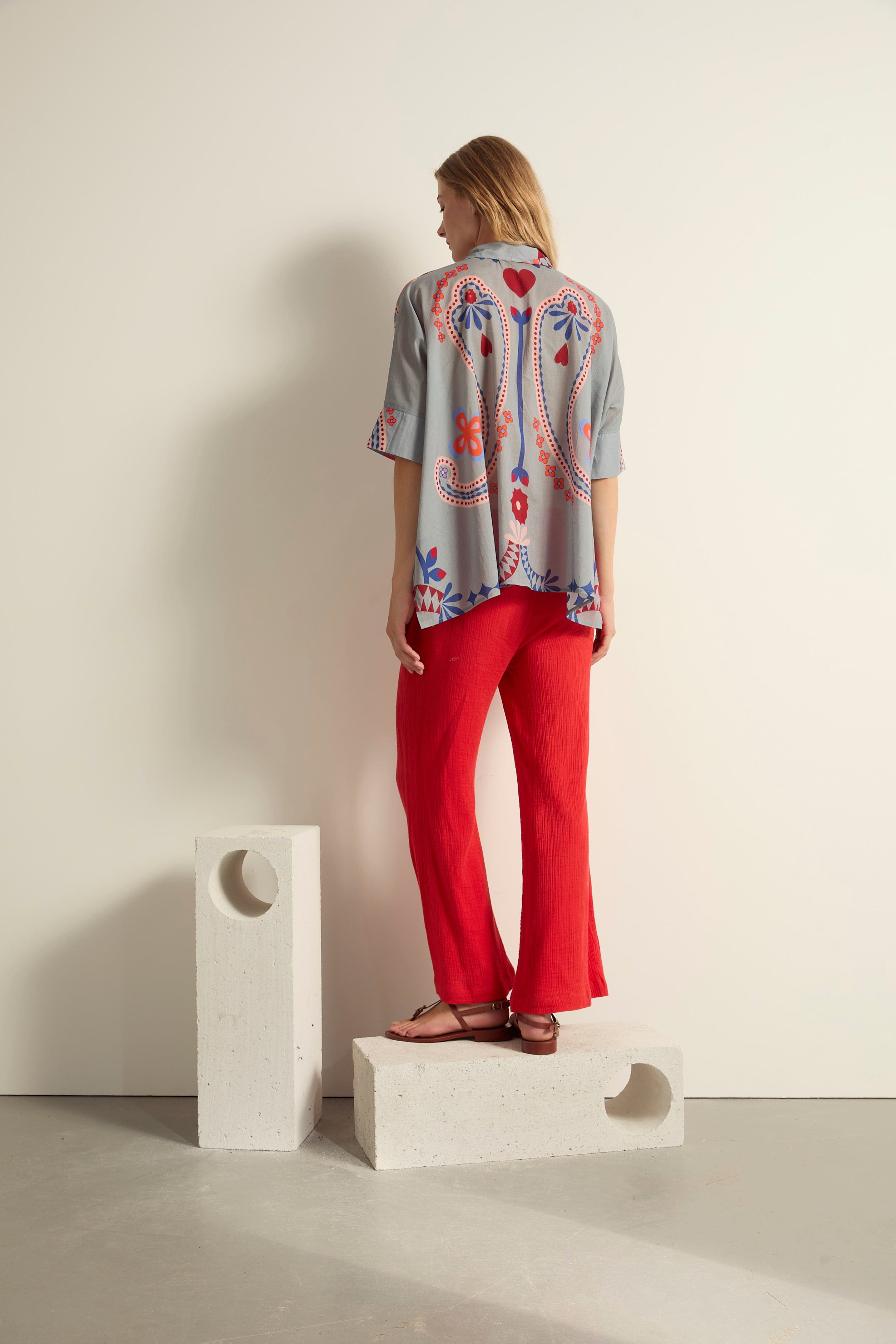 BLOUSE HERACLES IMPRIME BLOSSOM - MINERAL BLUE