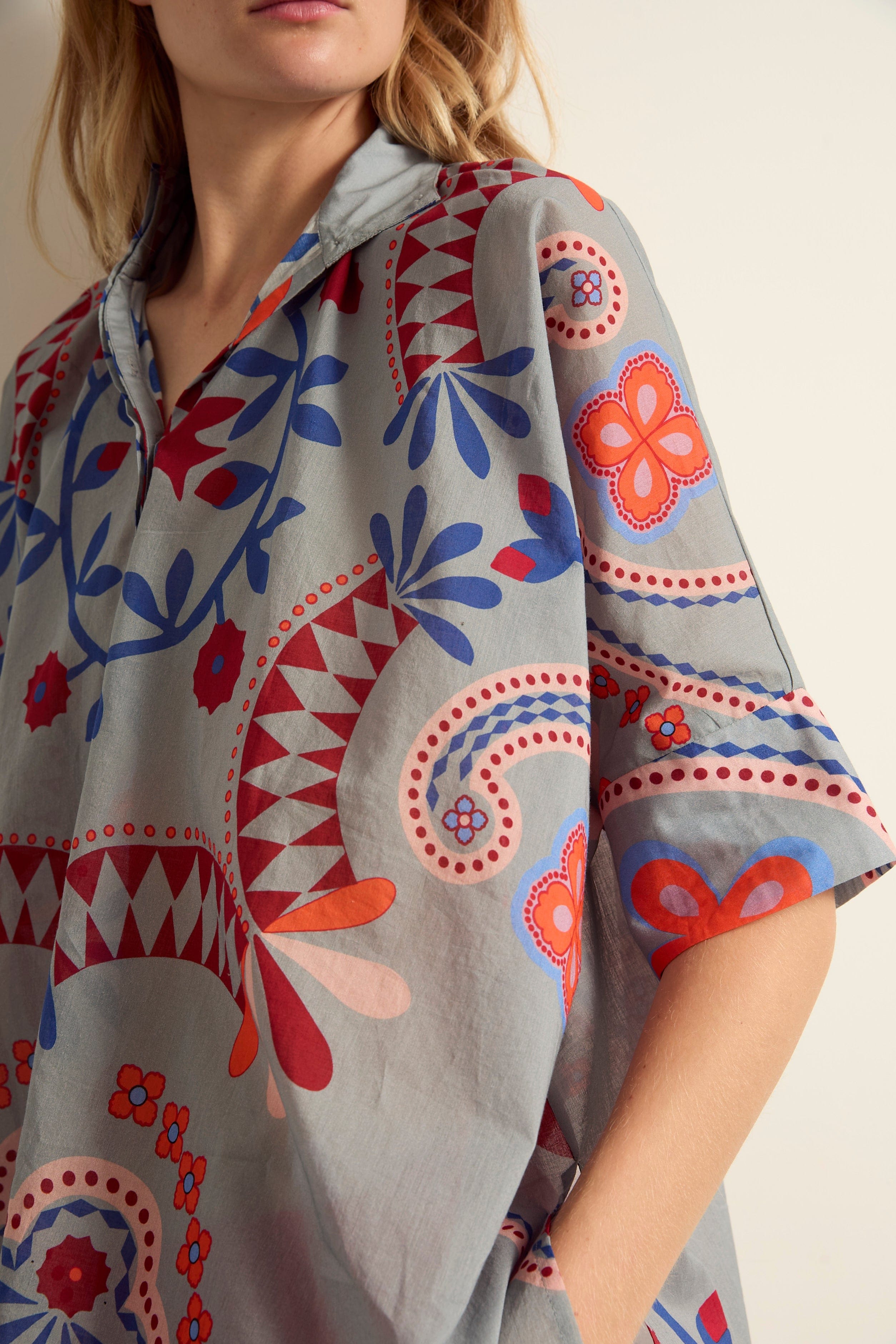 BLOUSE HERACLES IMPRIME BLOSSOM - MINERAL BLUE