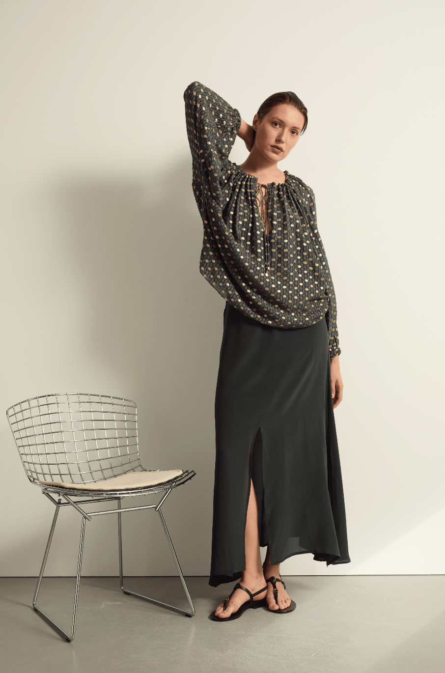 BLOUSE BONO LUREX PLUMETIS - ARDOISE