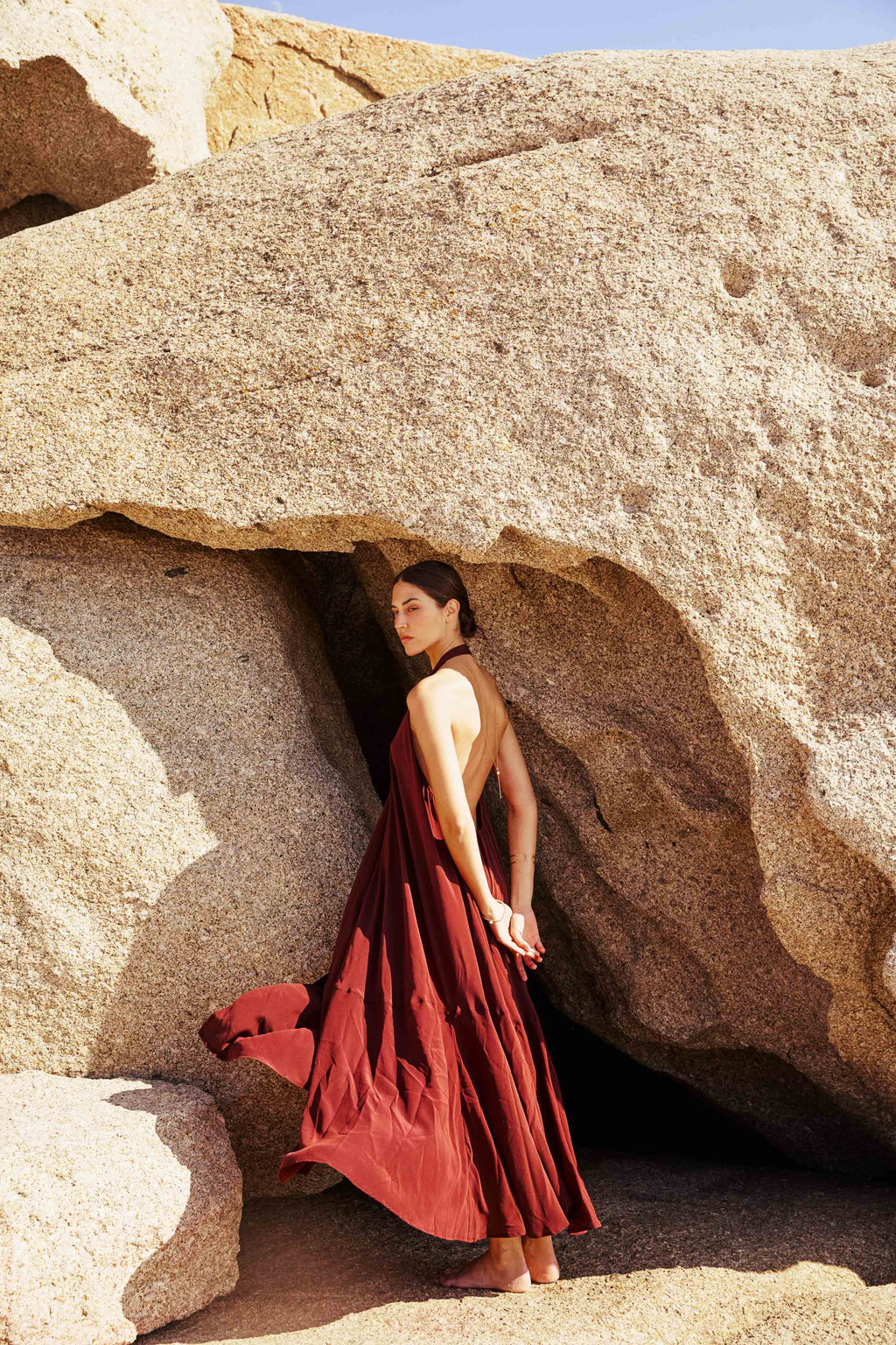 ROBE MIRIANA SOIE - BURGUNDY