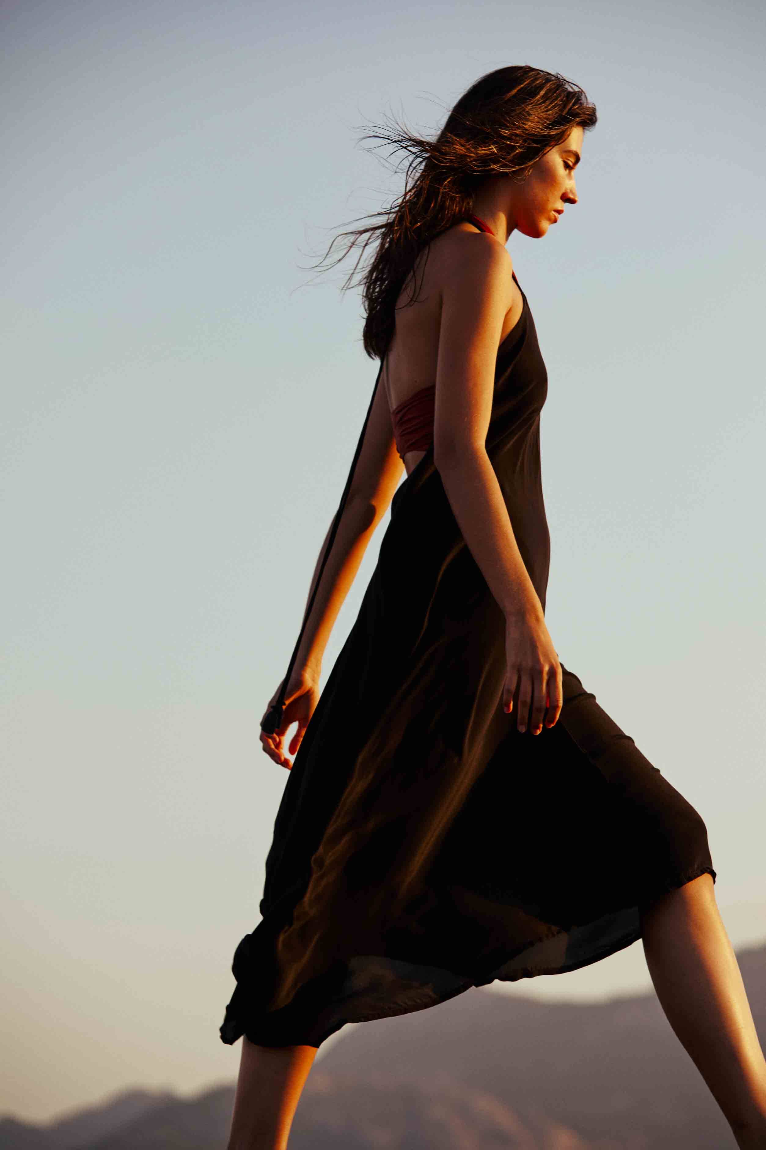 ROBE IVINA SOIE - ARDOISE