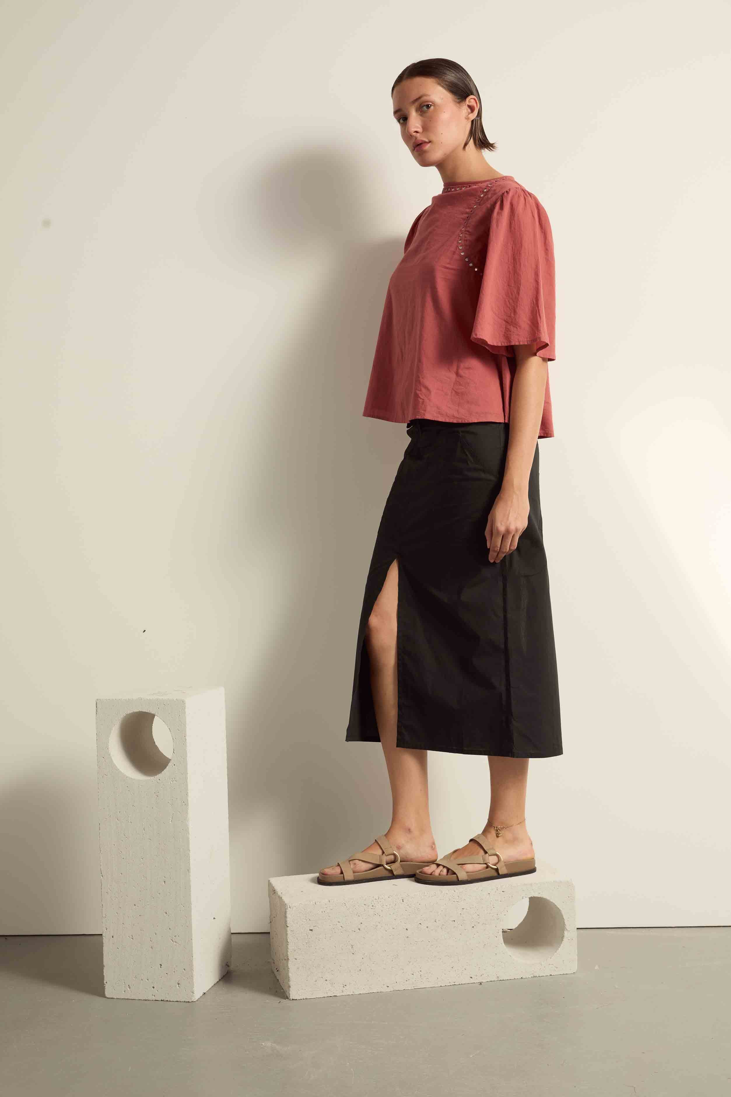 BLOUSE NAVOJI - ROSEWOOD