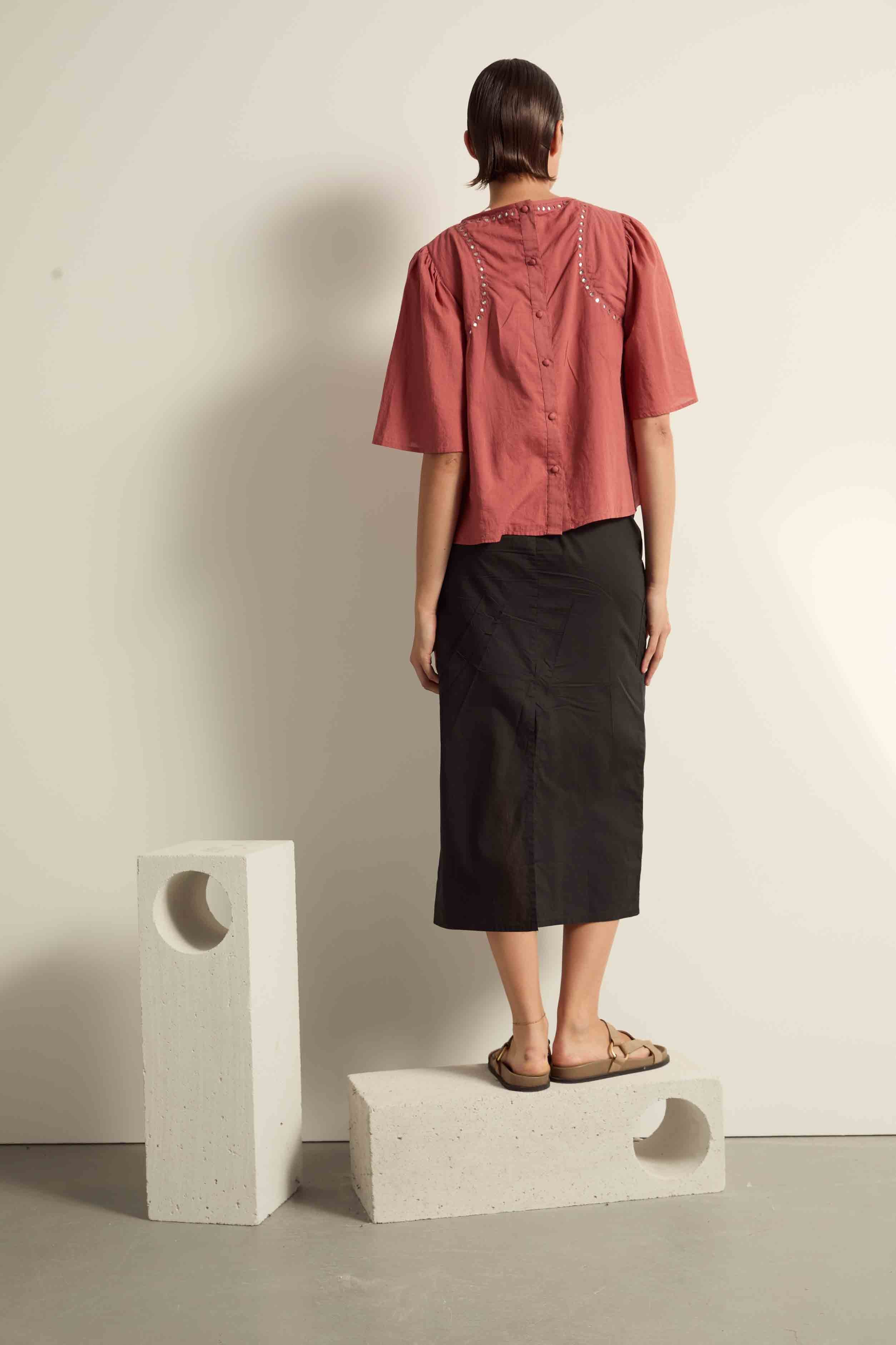 BLOUSE NAVOJI - ROSEWOOD