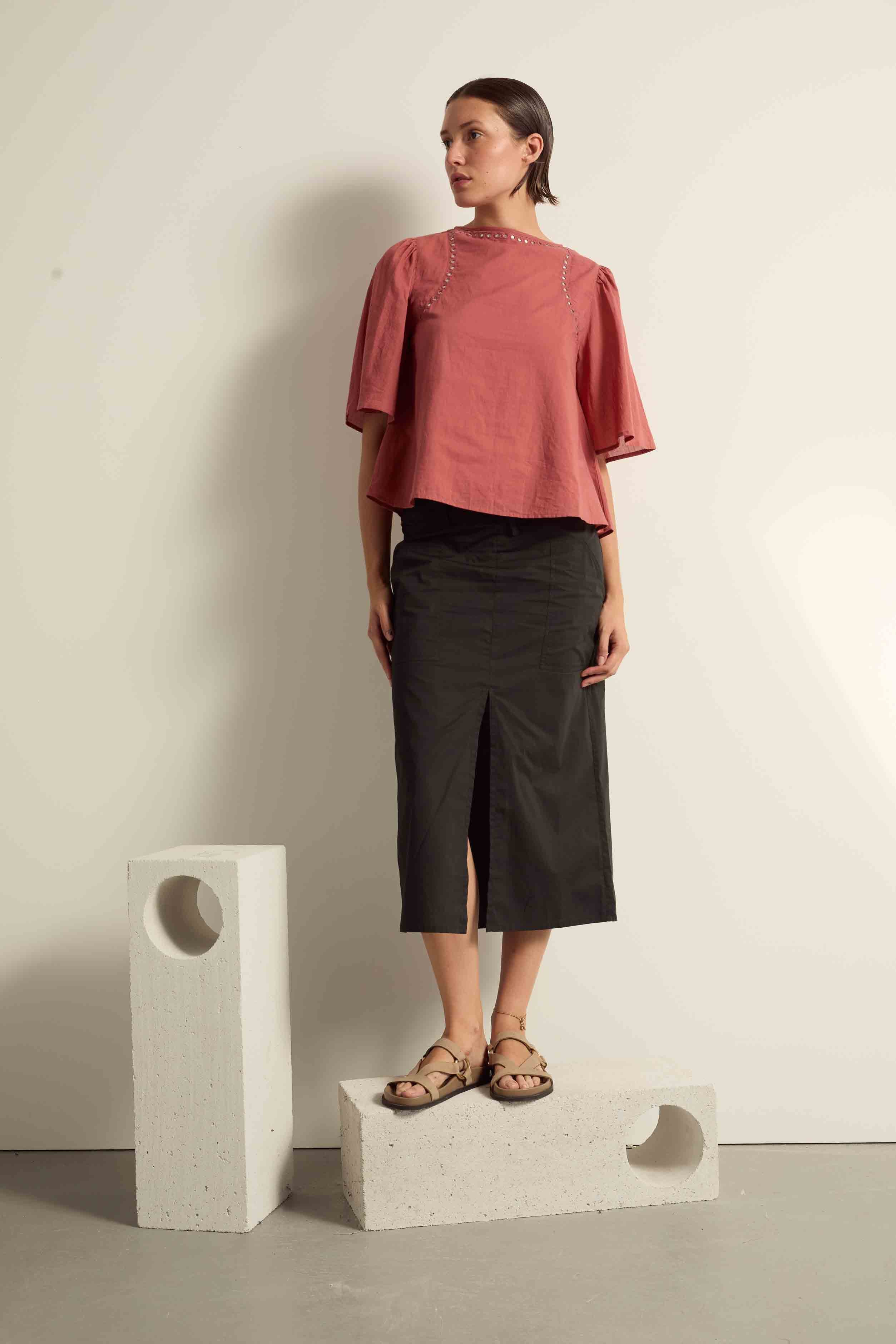 BLOUSE NAVOJI - ROSEWOOD